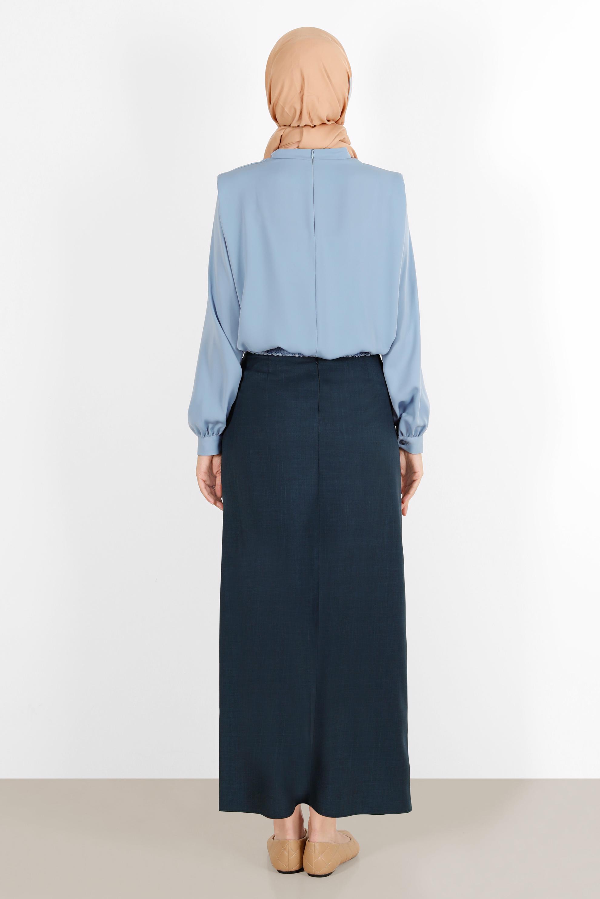 Hijab clothing NAVY BLUE BUTTON DETAIL SKIRT 60290 