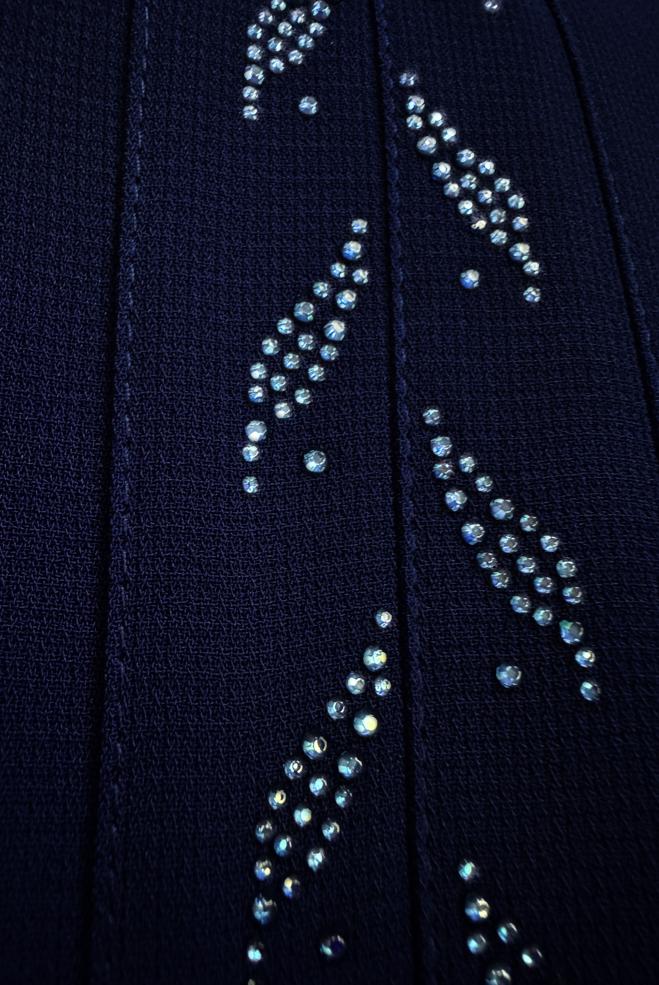 Vêtements hijab BLEU MARINE JUPE À DÉTAILS PLIS AVEC GEM BRODÉ 60292 - ALVİNA