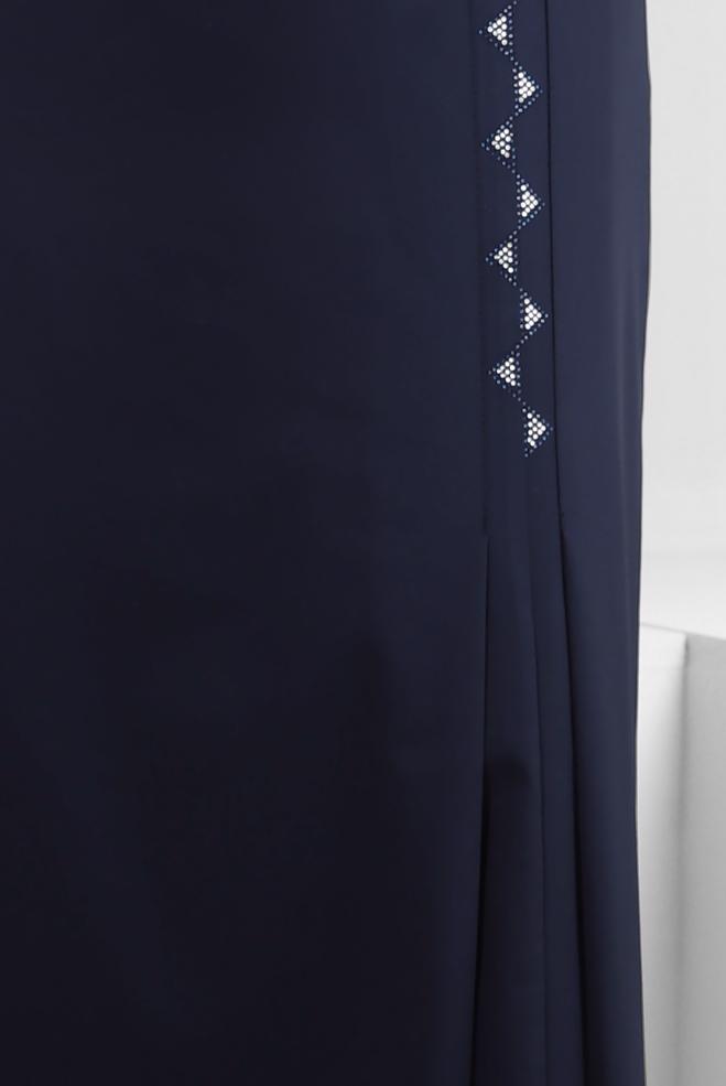 Tesettür giyim LACİVERT PİLİSE DETAYLI TAŞ BASKILI ETEK 60293 - ALVİNA