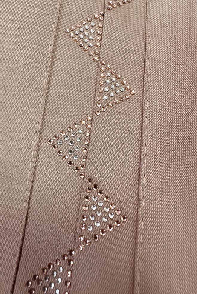 Tesettür giyim KAHVE PİLİSE DETAYLI TAŞ BASKILI ETEK 60293 - ALVİNA