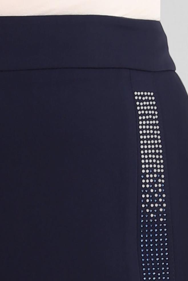 Vêtements hijab BLEU MARINE JUPE COUPE DROITE AVEC GEM BRODÉ 60294 - ALVİNA