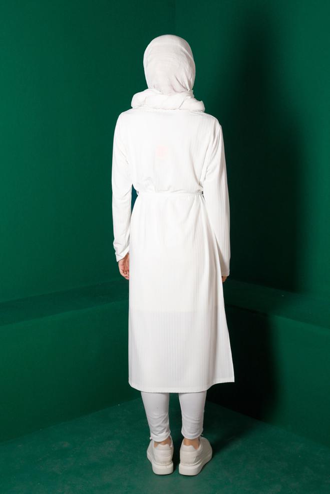Hijab clothing WHITE BELTED CARDIGAN 42883 - ALVİNA