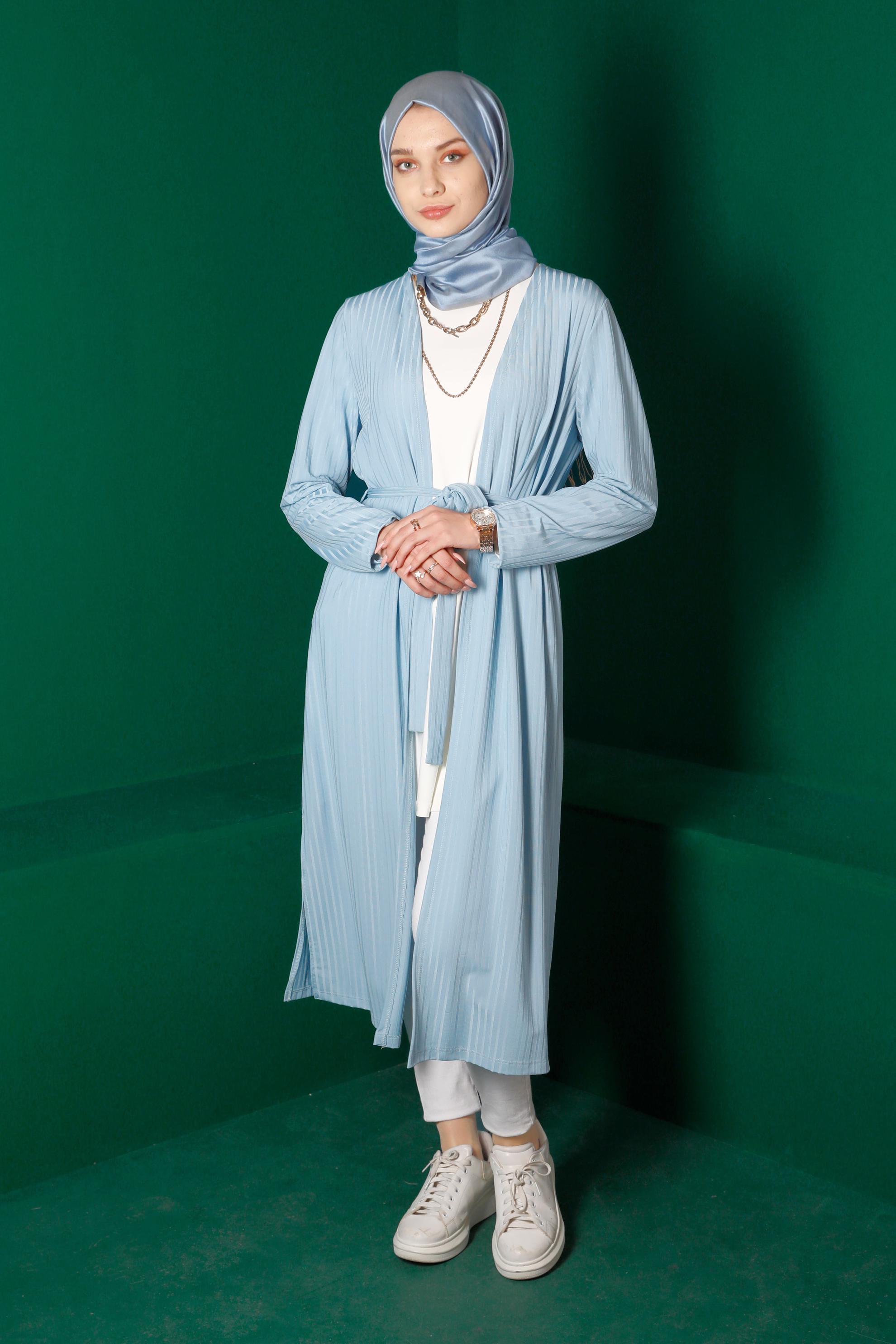 Hijab clothing BLUE BELTED CARDIGAN 42883