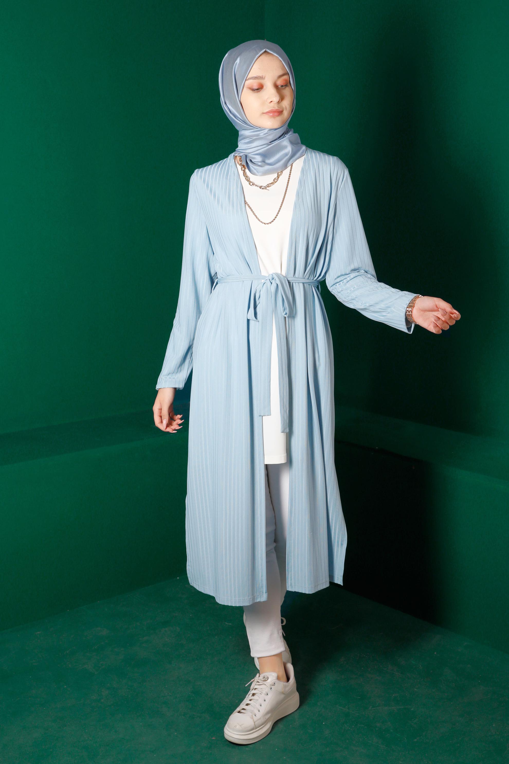 Hijab clothing BLUE BELTED CARDIGAN 42883