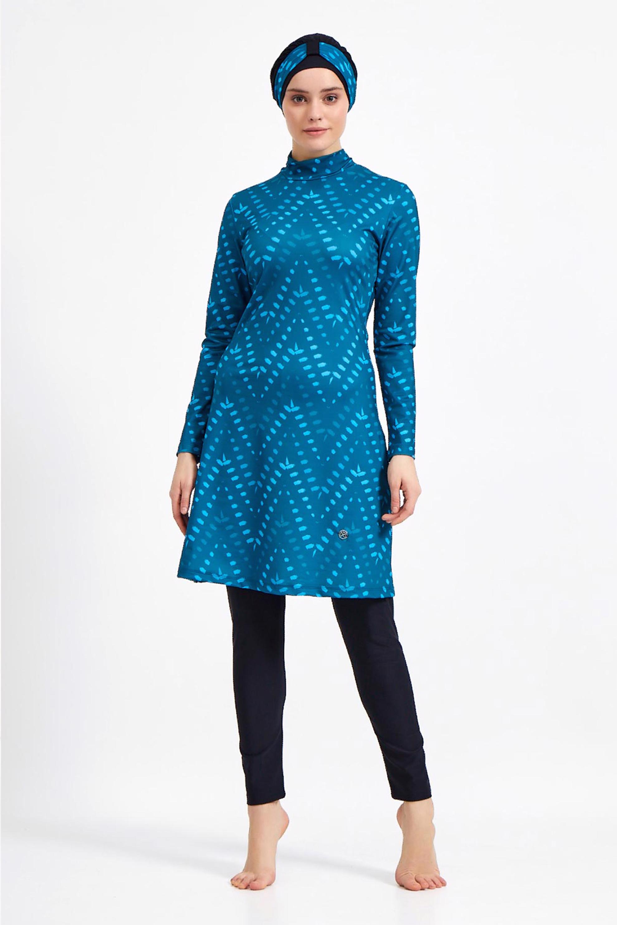 Hijab clothing BLACK PATTERNED LYCRA HIJAB SWIMSUIT 0500 