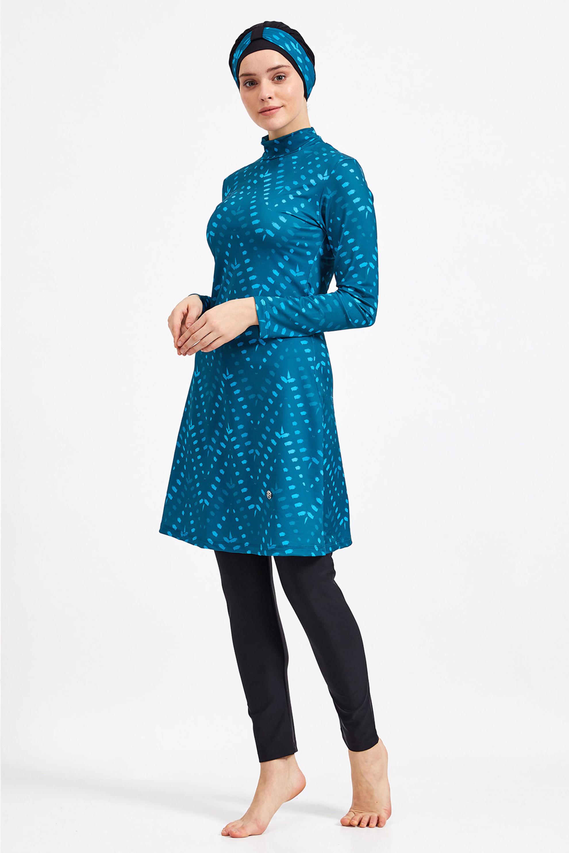 Hijab clothing BLACK PATTERNED LYCRA HIJAB SWIMSUIT 0500 