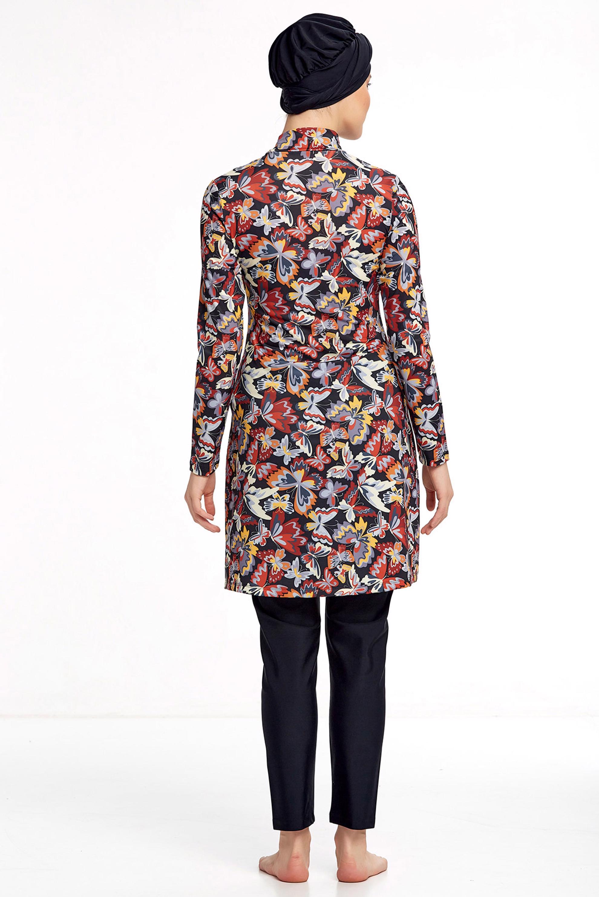 Tesettür giyim SİYAH KELEBEK DESENLİ LİKRALI TESETTÜR MAYO 0503 