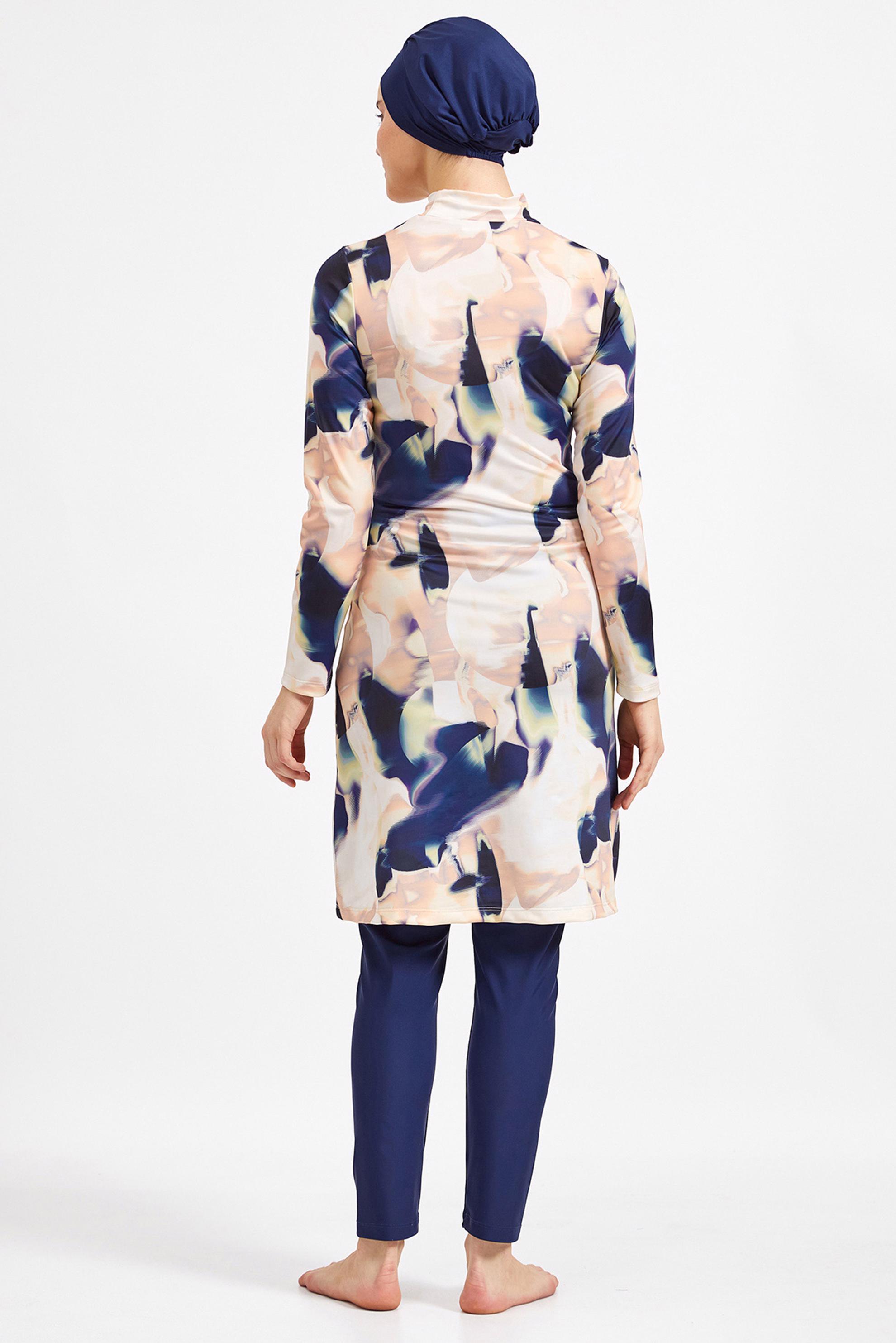 Tesettür giyim LACİVERT DESENLİ LİKRALI TESETTÜR MAYO 0506 