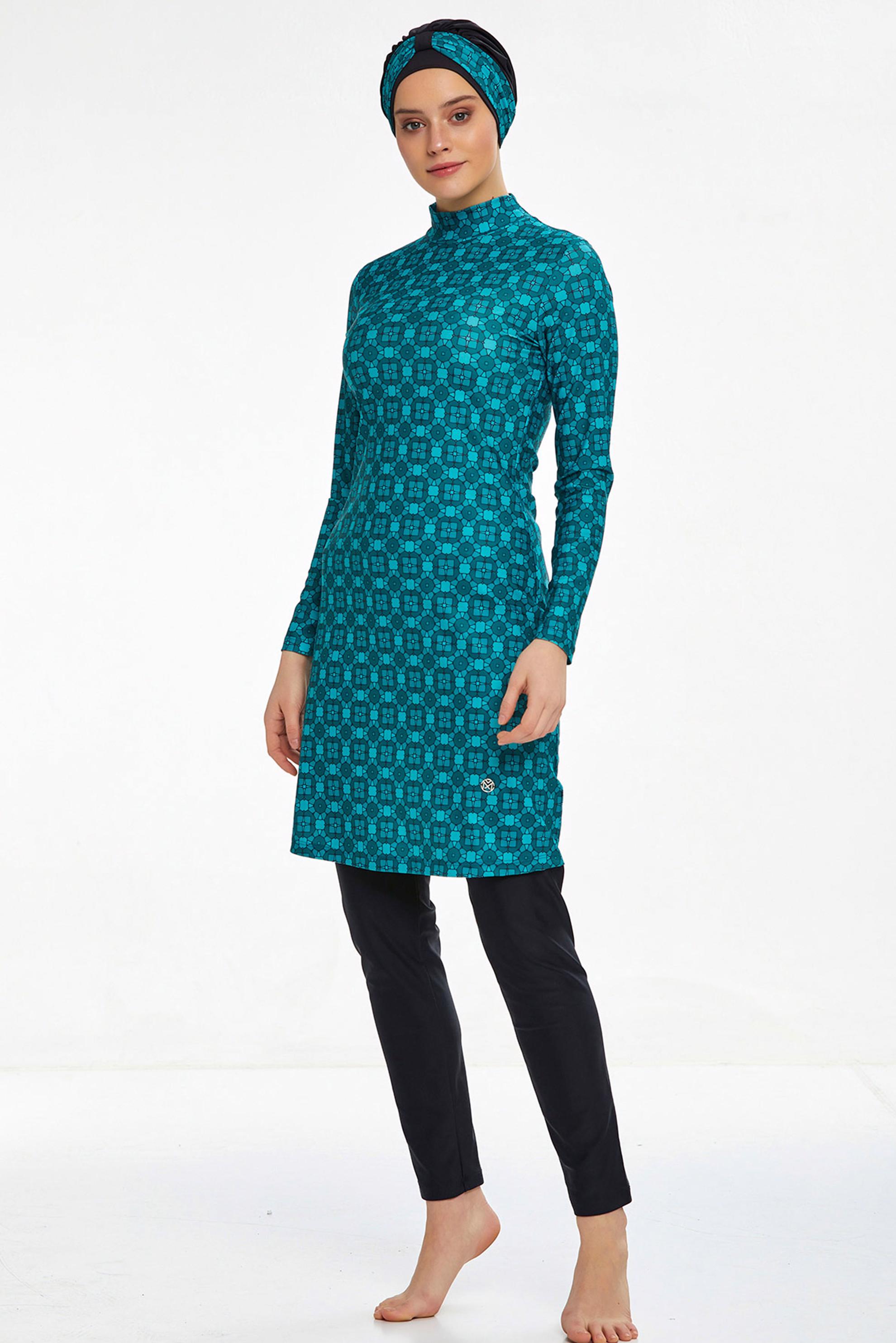 Tesettür giyim SİYAH DESENLİ LİKRALI TESETTÜR MAYO 0508 