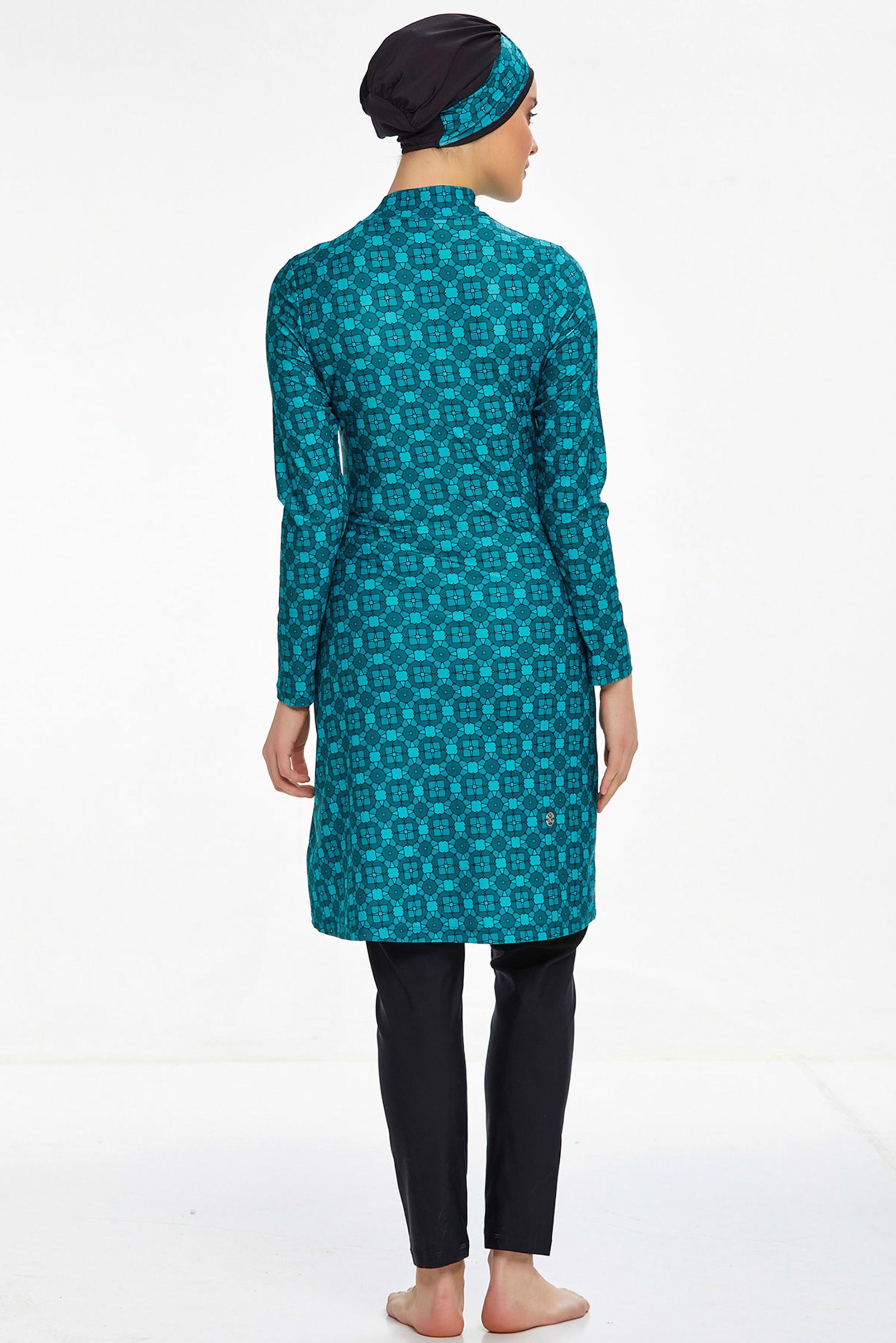 Tesettür giyim SİYAH DESENLİ LİKRALI TESETTÜR MAYO 0508 