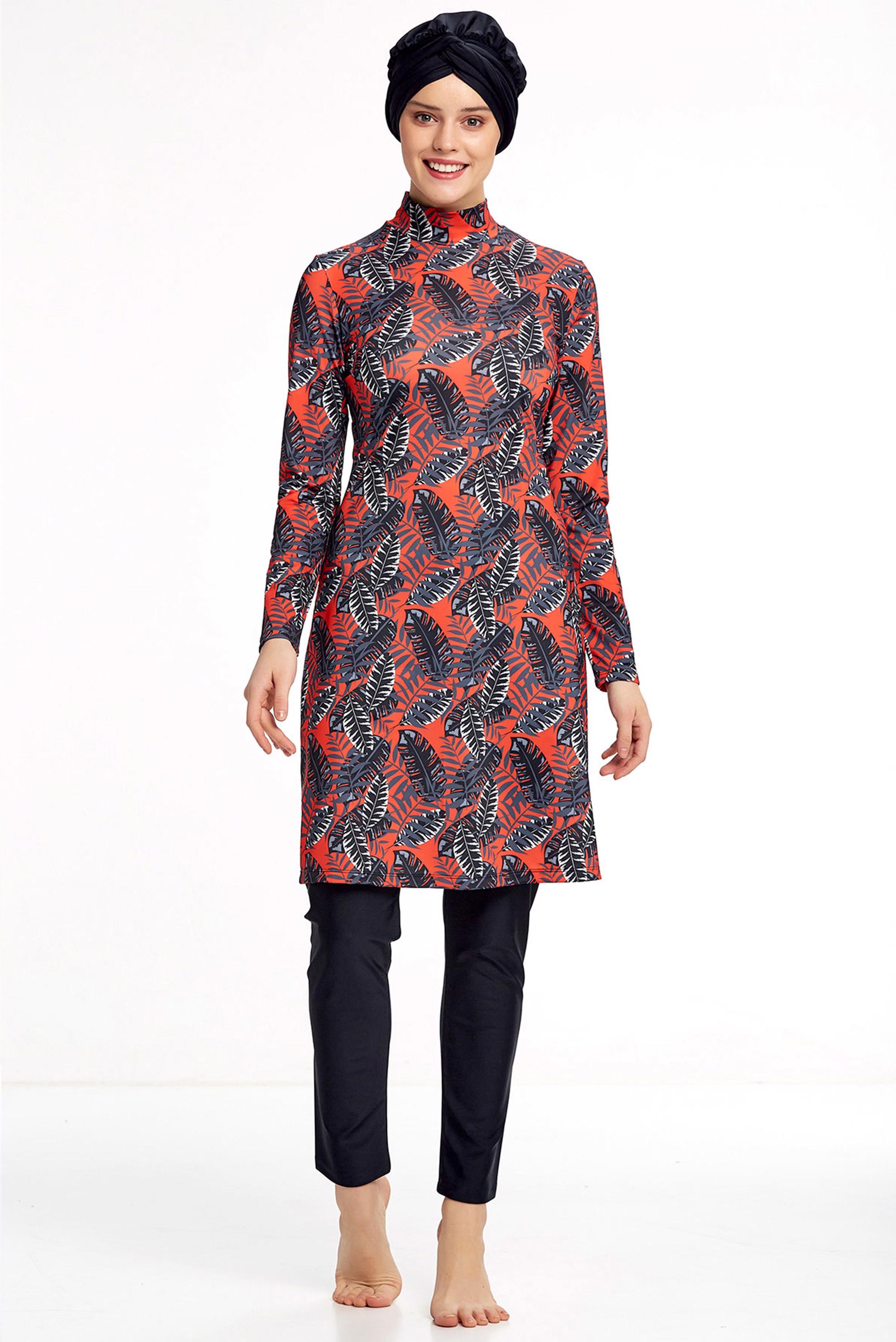 Tesettür giyim SİYAH DESENLİ LİKRALI TESETTÜR MAYO 0511 