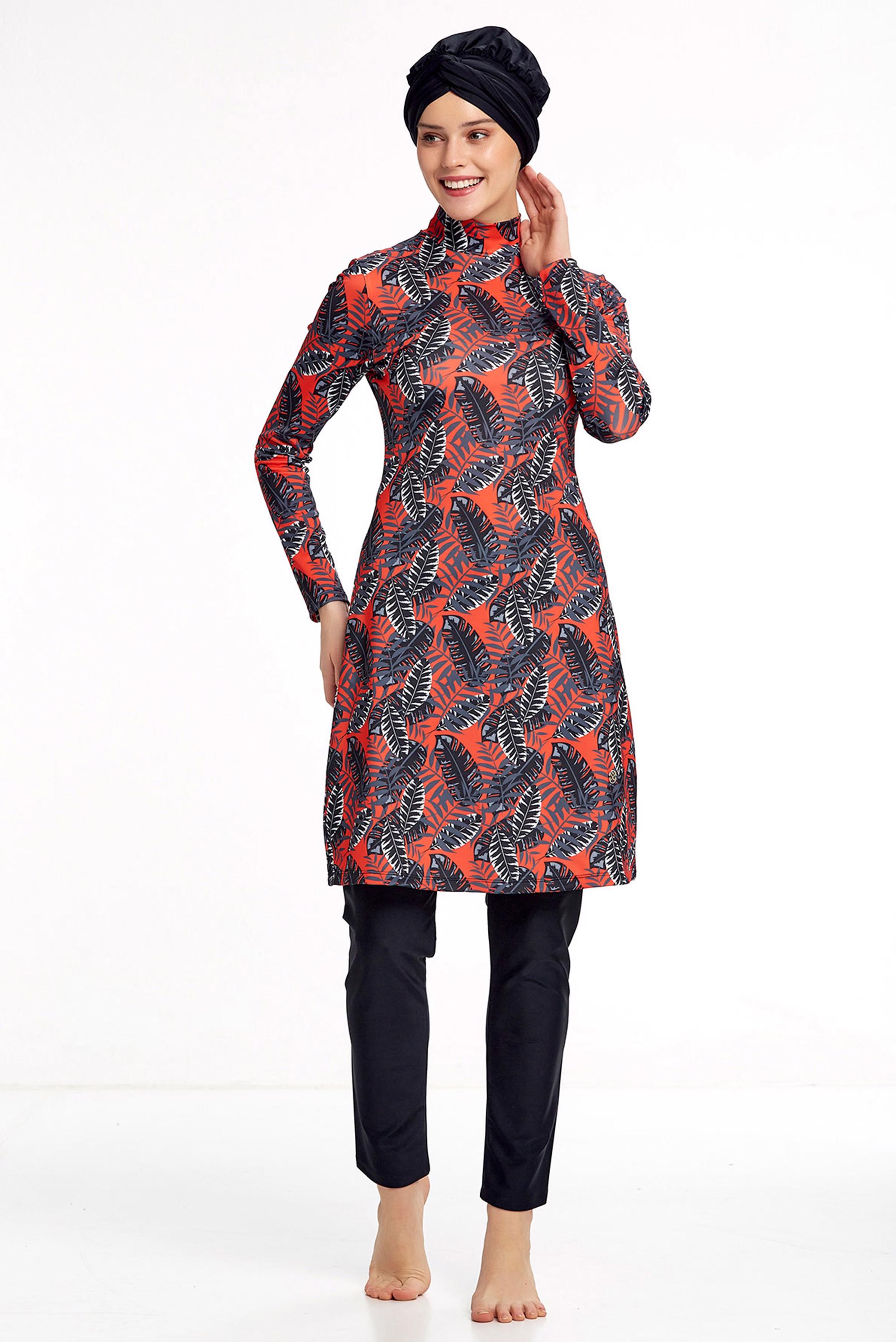 Tesettür giyim SİYAH DESENLİ LİKRALI TESETTÜR MAYO 0511 