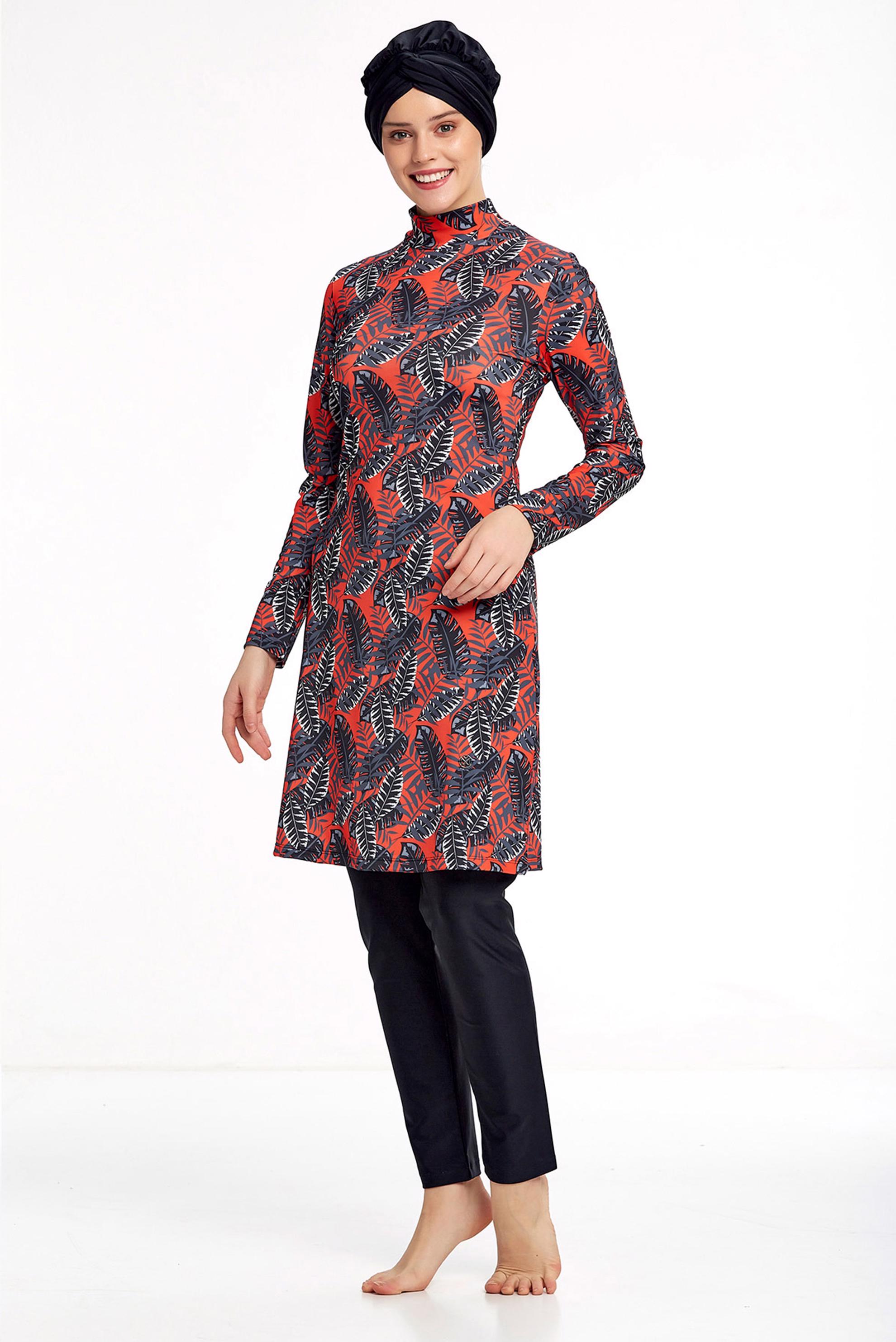 Tesettür giyim SİYAH DESENLİ LİKRALI TESETTÜR MAYO 0511 