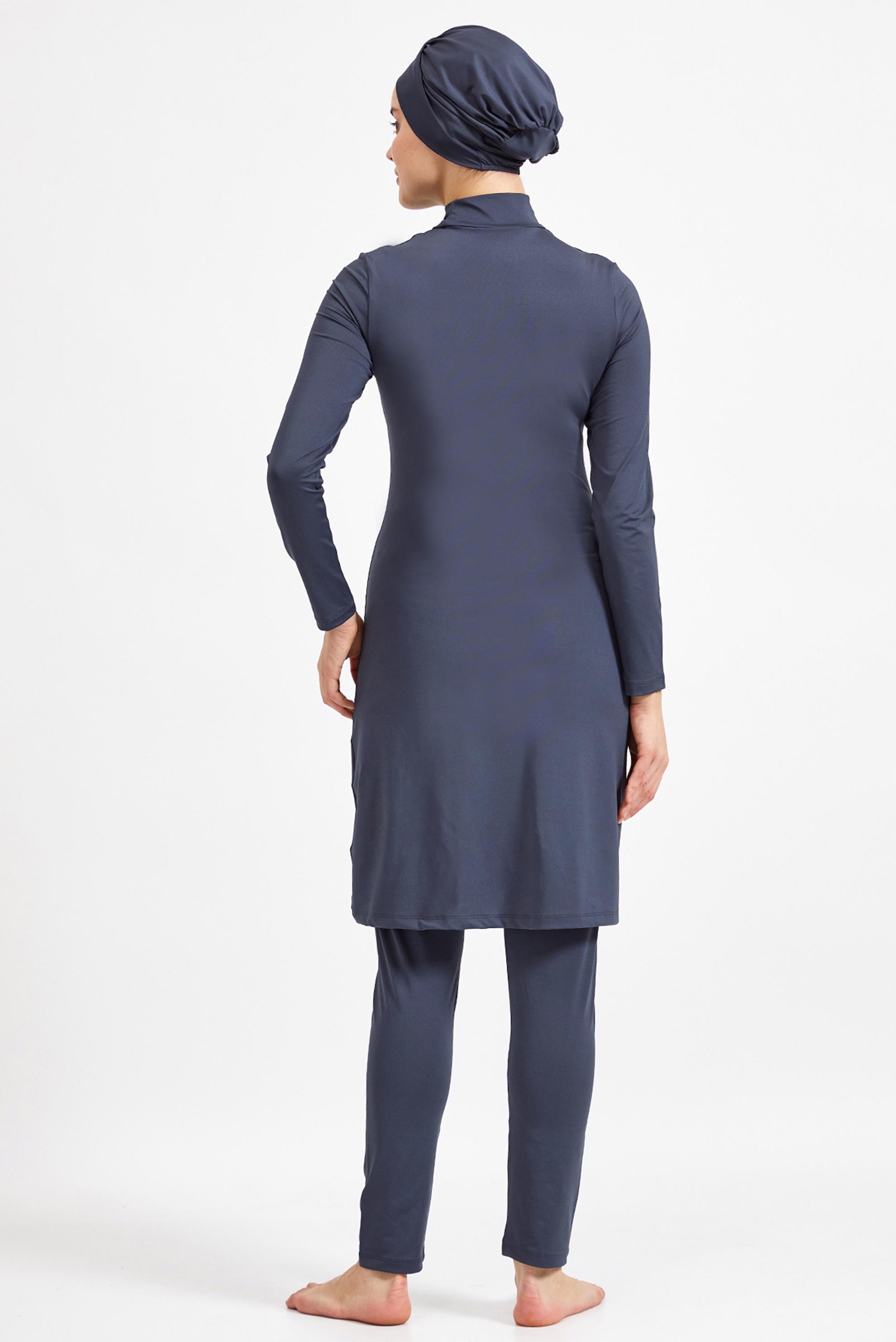 Hijab clothing GREY EMBROIDERY DETAIL LYCRA HIJAB SWIMSUIT 0517 