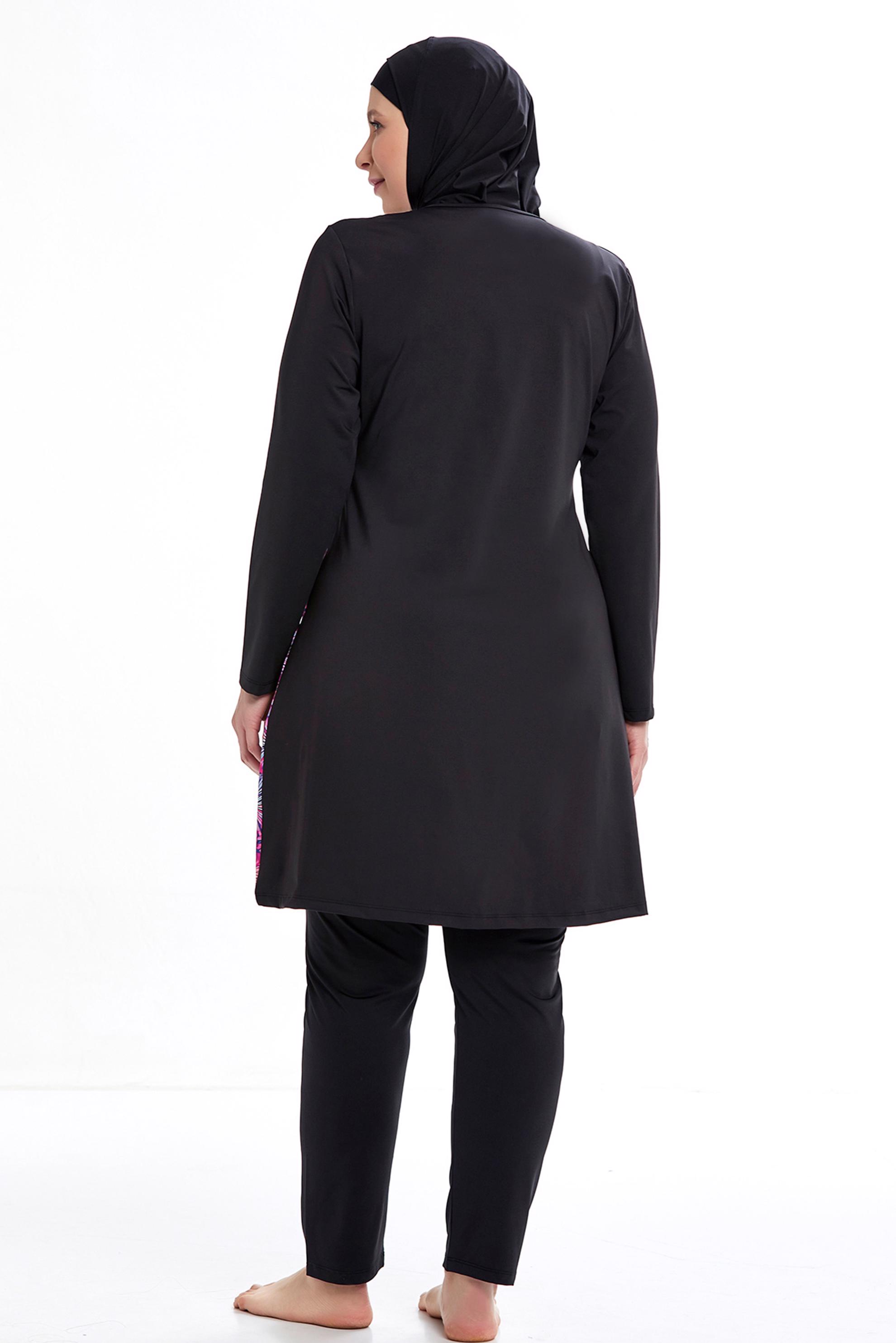 Tesettür giyim SİYAH DESENLİ BATTAL LİKRALI TESETTÜR MAYO 0594 