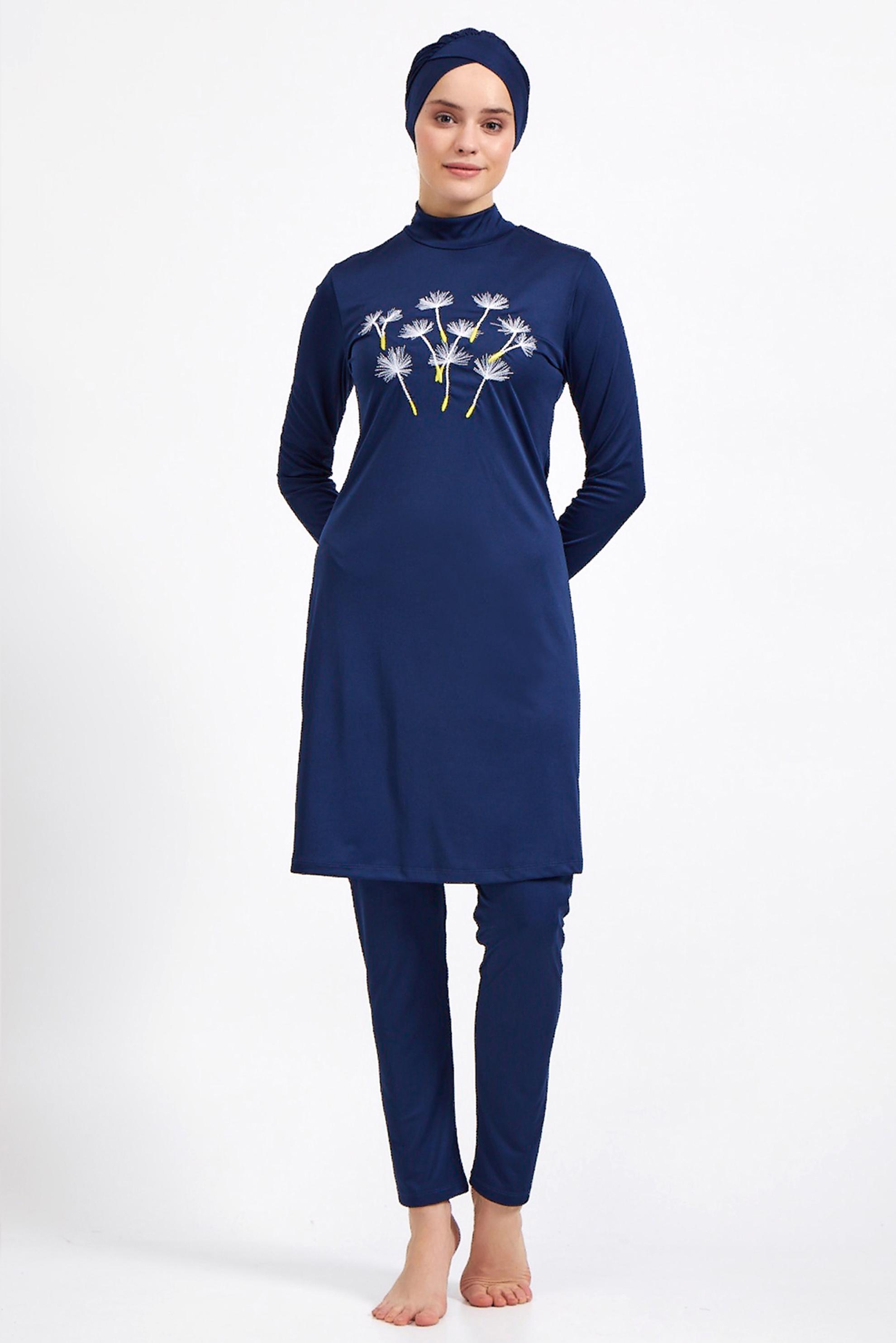 Tesettür giyim LACİVERT NAKIŞLI LİKRALI TESETTÜR MAYO 0920 