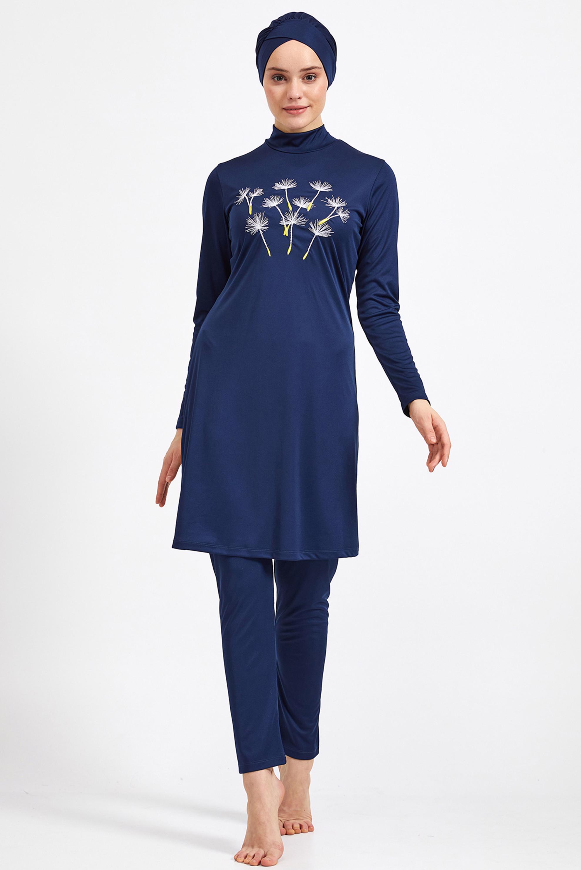 Tesettür giyim LACİVERT NAKIŞLI LİKRALI TESETTÜR MAYO 0920 