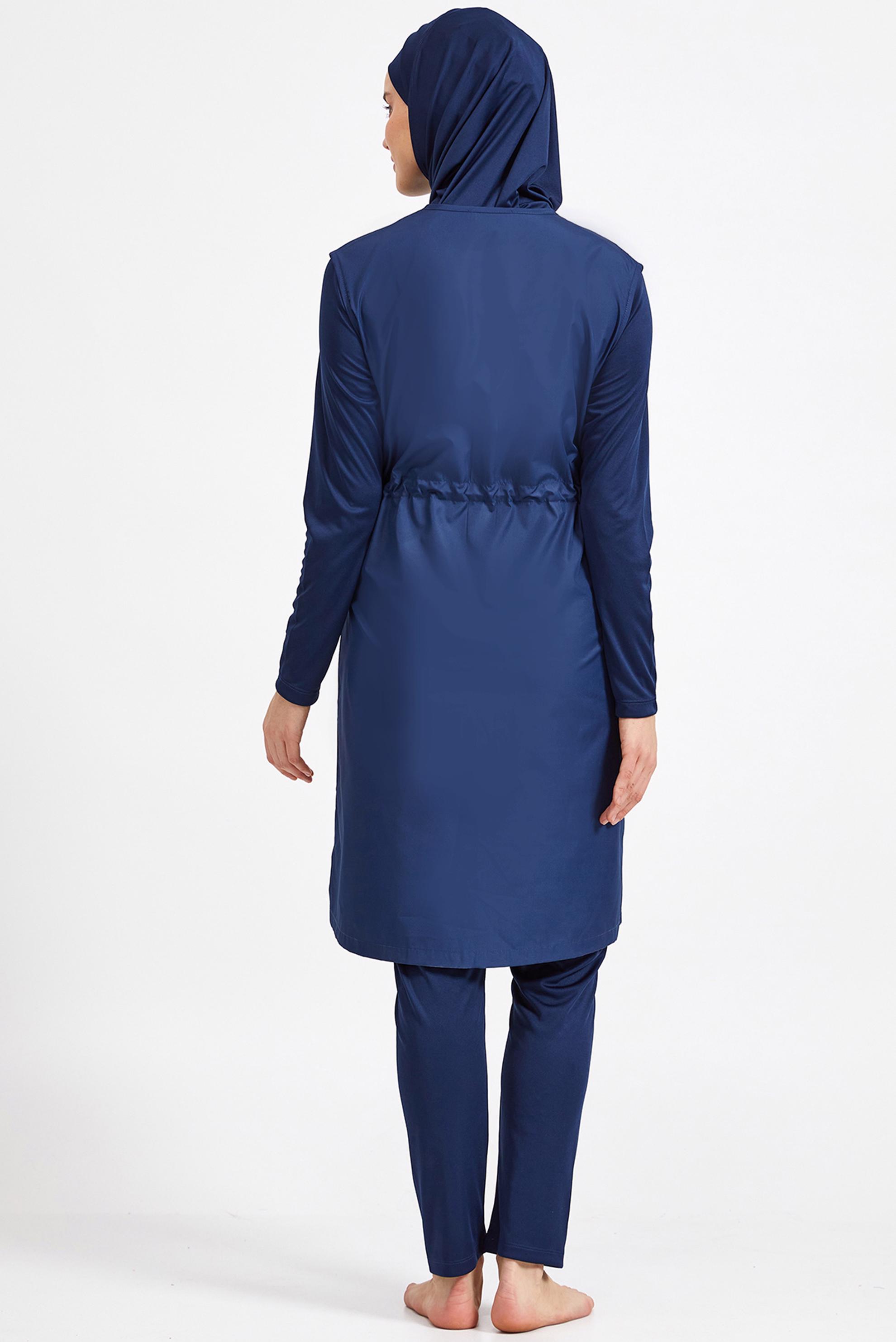 Tesettür giyim LACİVERT DESENLİ FERMUARLI LİKRALI TESETTÜR MAYO 0943 