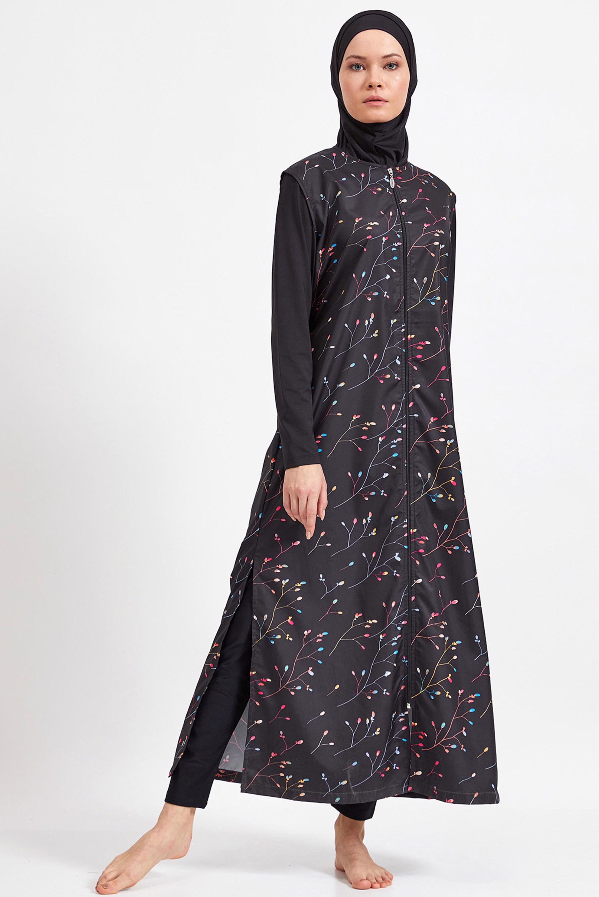 Tesettür giyim SİYAH ÇİÇEK DESENLİ TESETTÜR MAYO 2221 