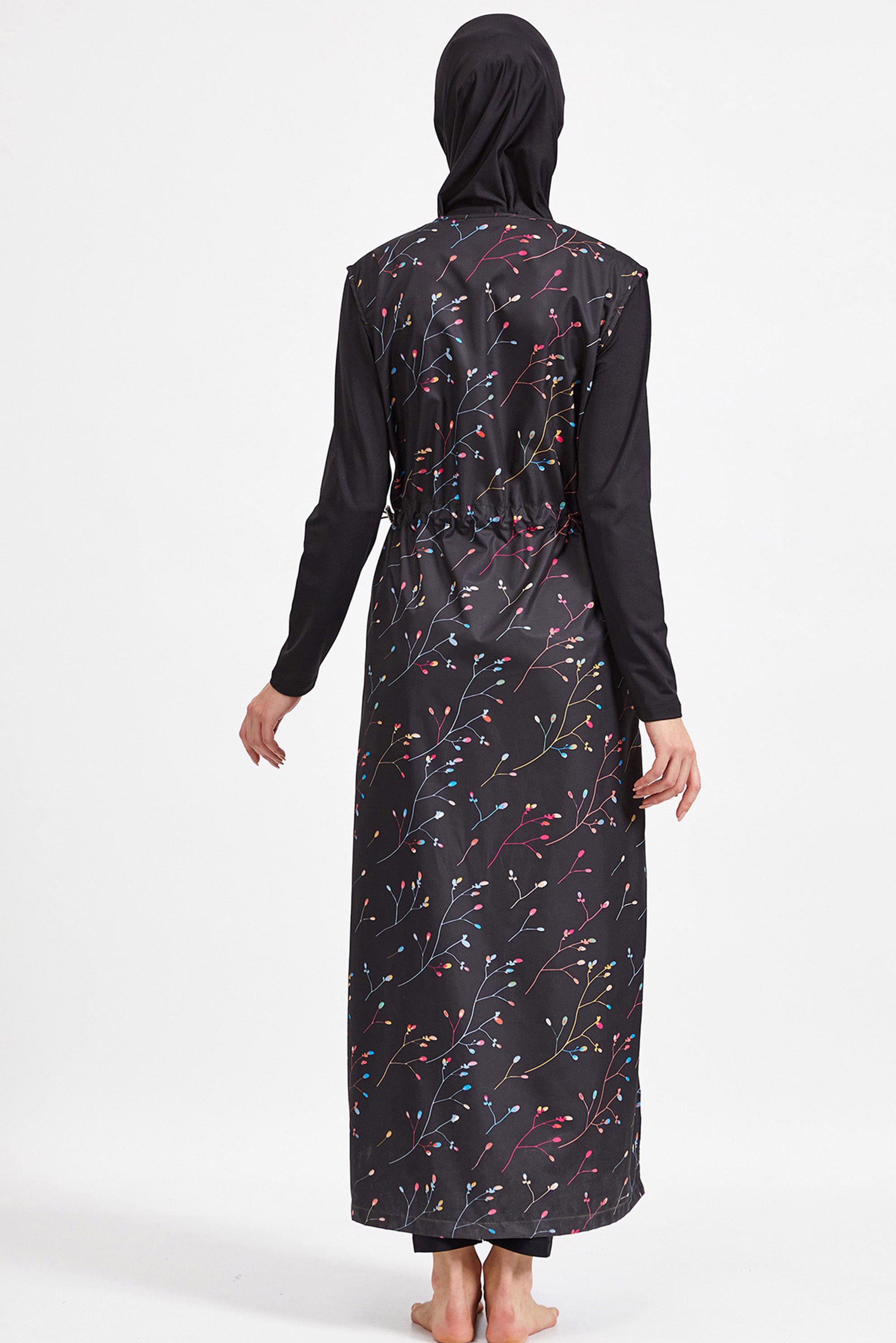 Tesettür giyim SİYAH ÇİÇEK DESENLİ TESETTÜR MAYO 2221 