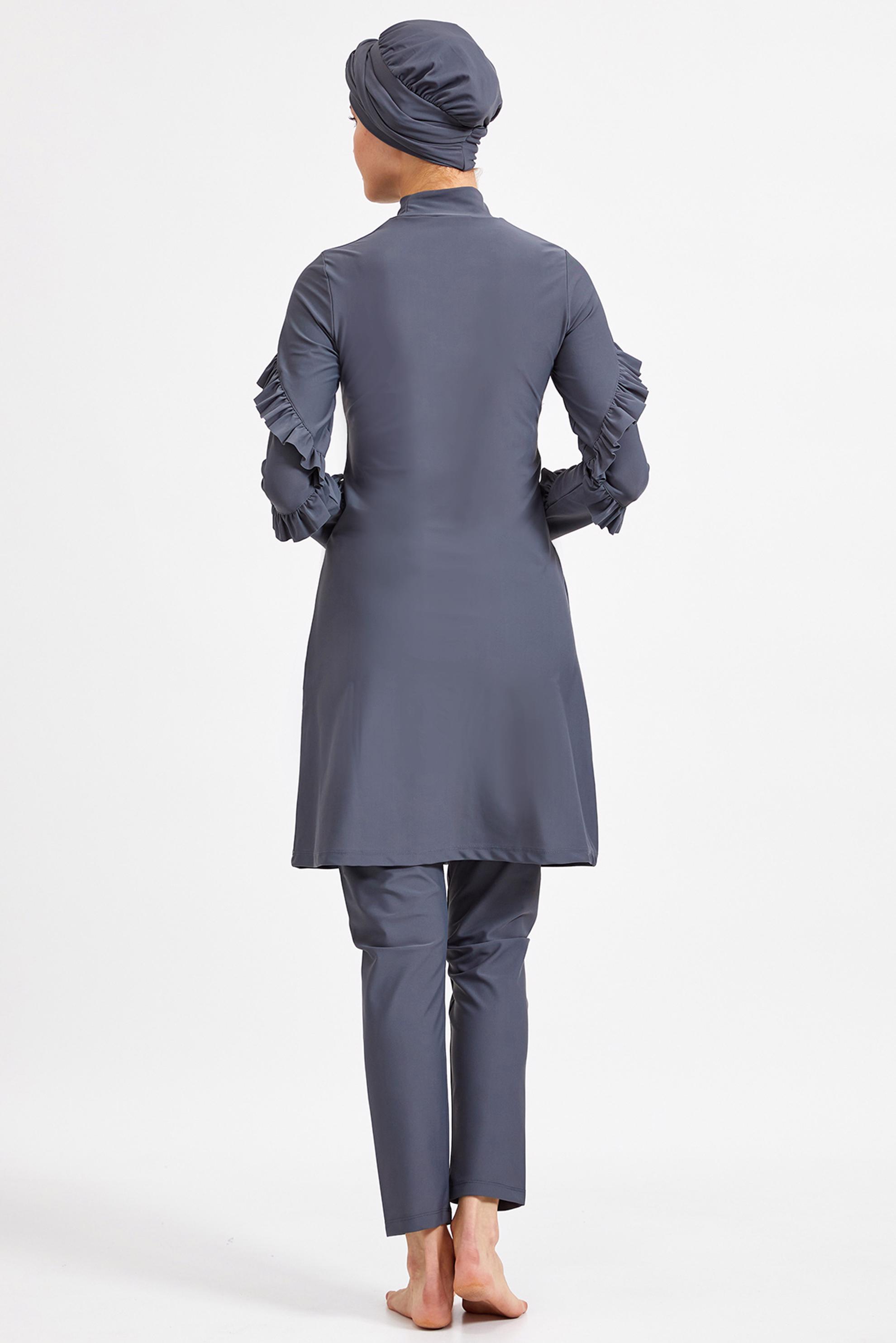 Tesettür giyim GRİ FIRFIRLI LİKRALI TESETTÜR MAYO 4104 