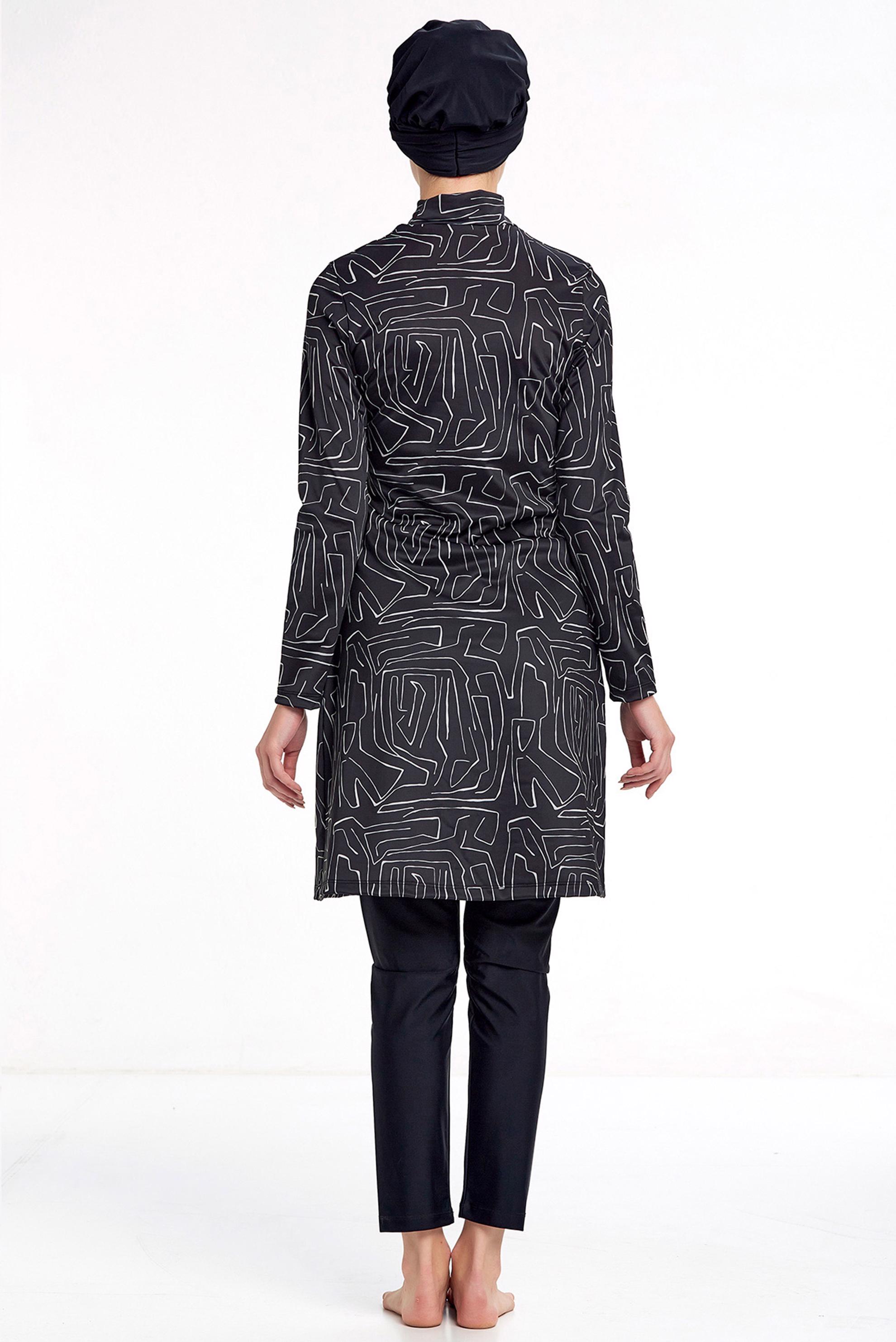 Vêtements hijab NOIR MAILLOT DE BAIN HIJAB LYCRA MOTIF 4304