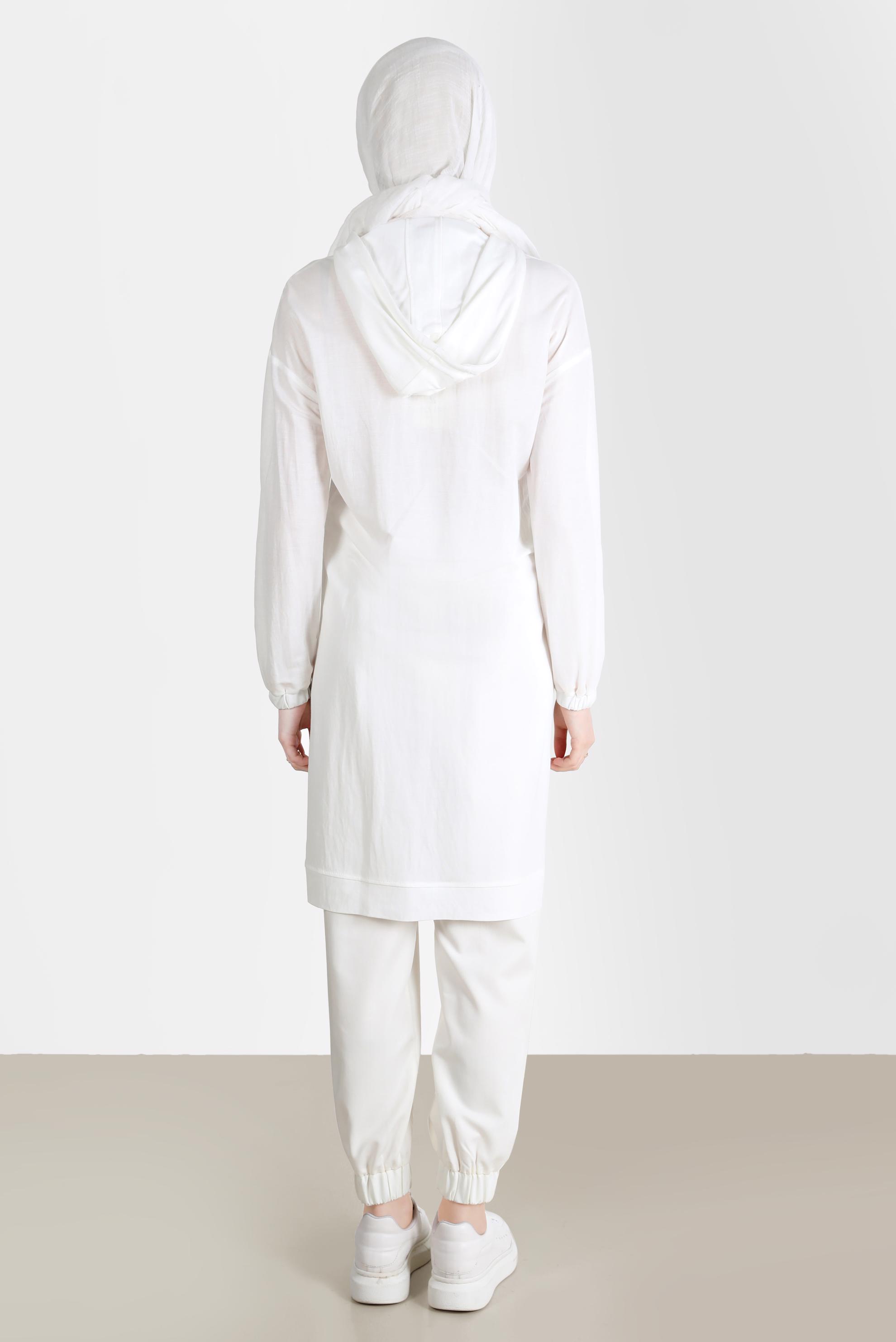 Tesettür giyim BEYAZ PAÇALARI VE BELİ LASTİKLİ PANTOLON 70251 