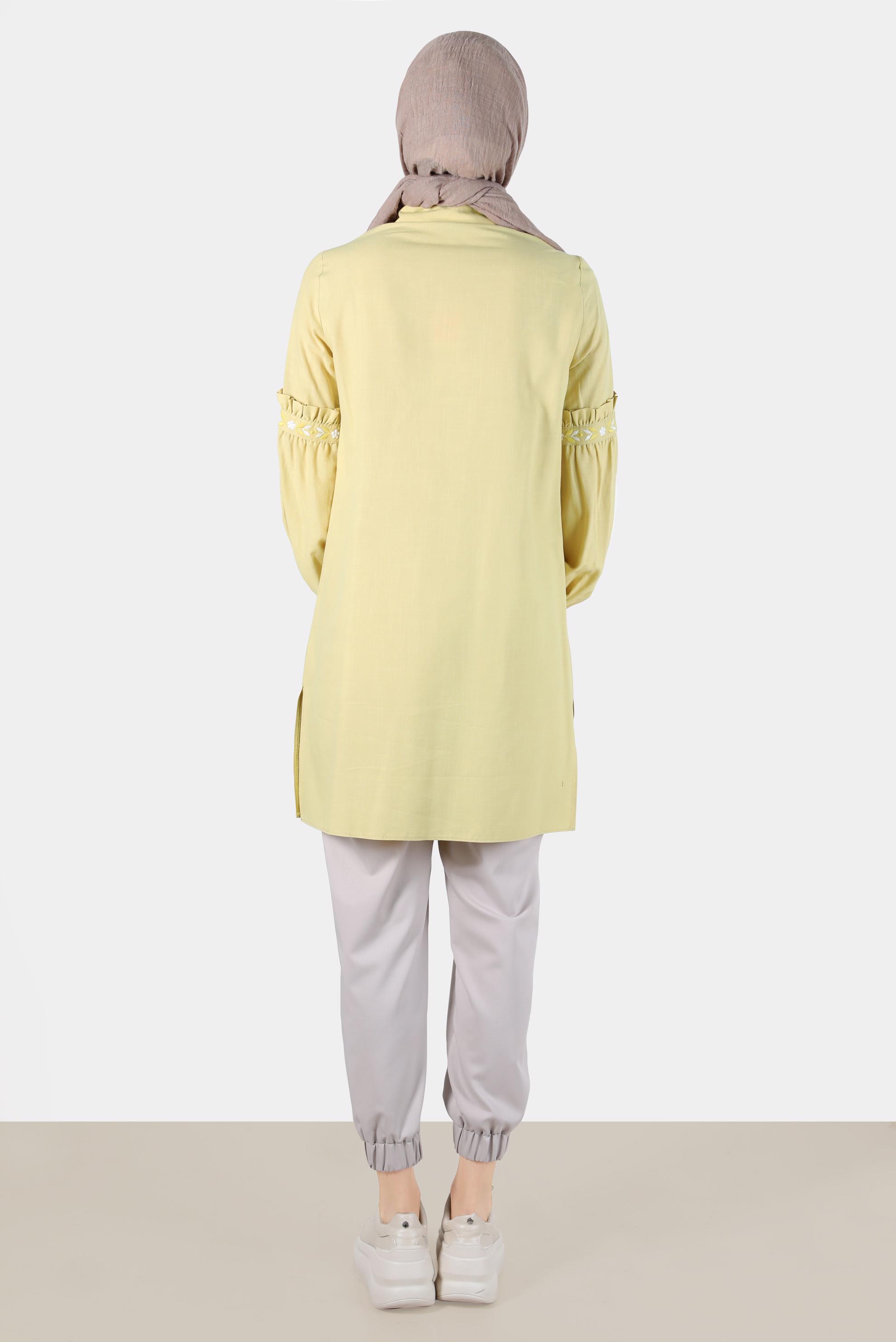 Tesettür giyim BEJ PAÇALARI VE BELİ LASTİKLİ PANTOLON 70251 