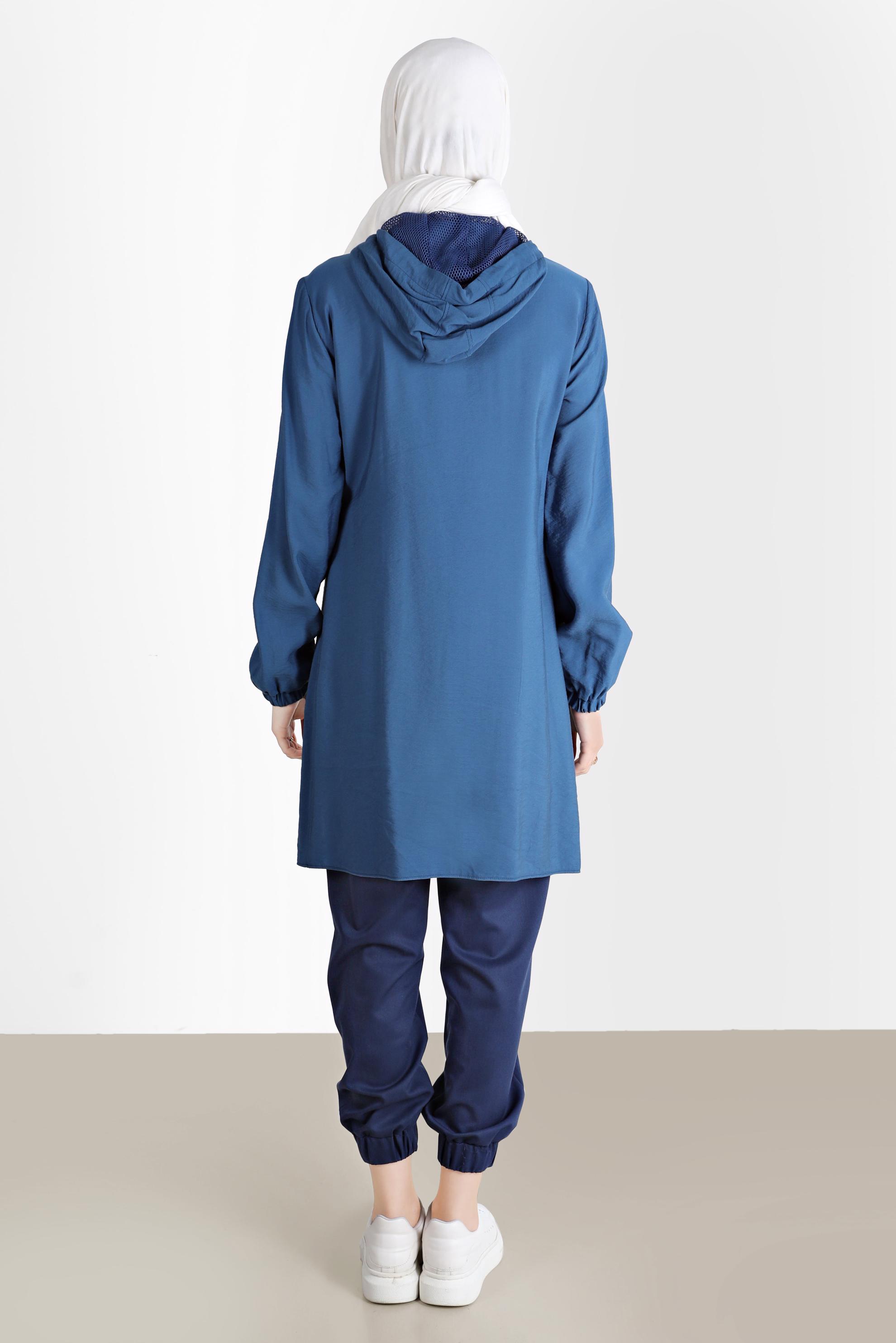 Tesettür giyim LACİVERT PAÇALARI VE BELİ LASTİKLİ PANTOLON 70251 