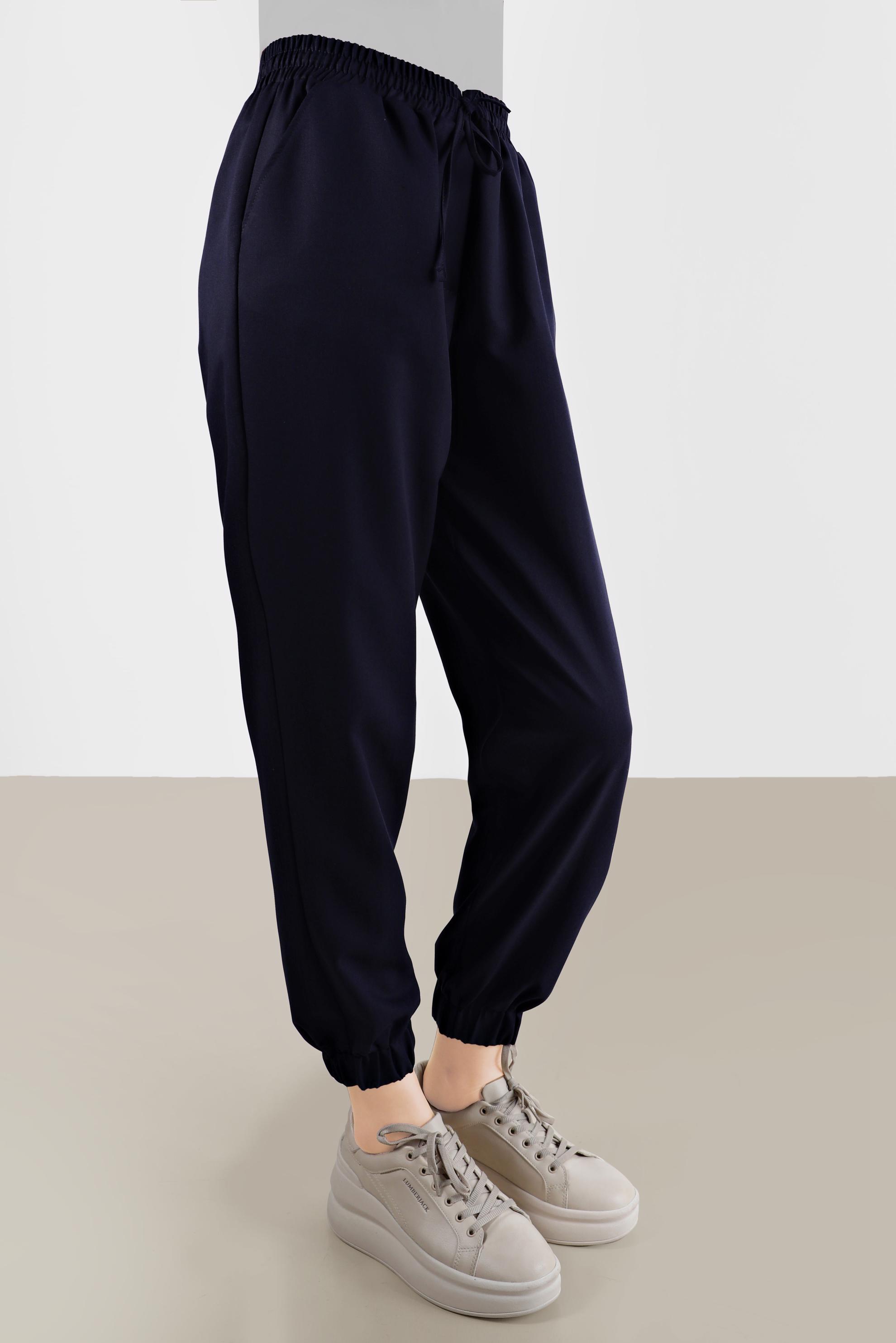 Tesettür giyim LACİVERT PAÇALARI VE BELİ LASTİKLİ PANTOLON 70251 