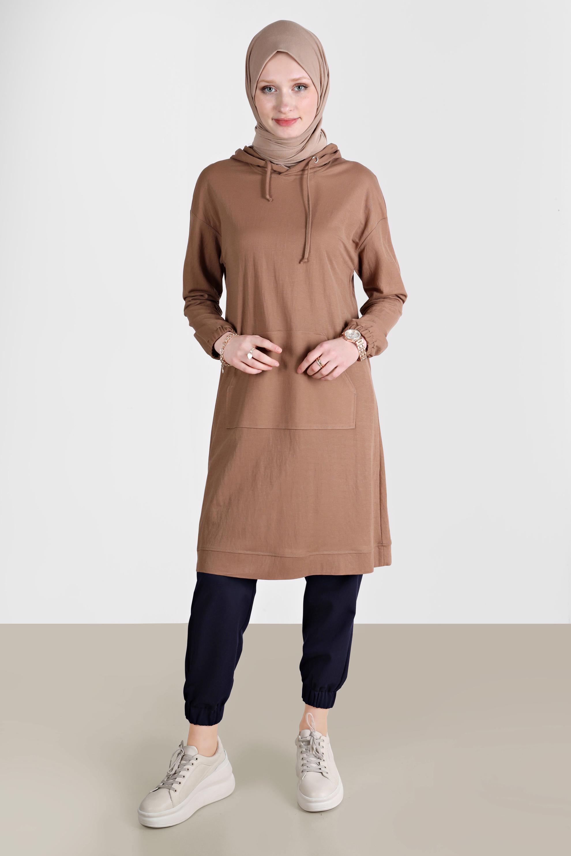 Tesettür giyim LACİVERT PAÇALARI VE BELİ LASTİKLİ PANTOLON 70251 