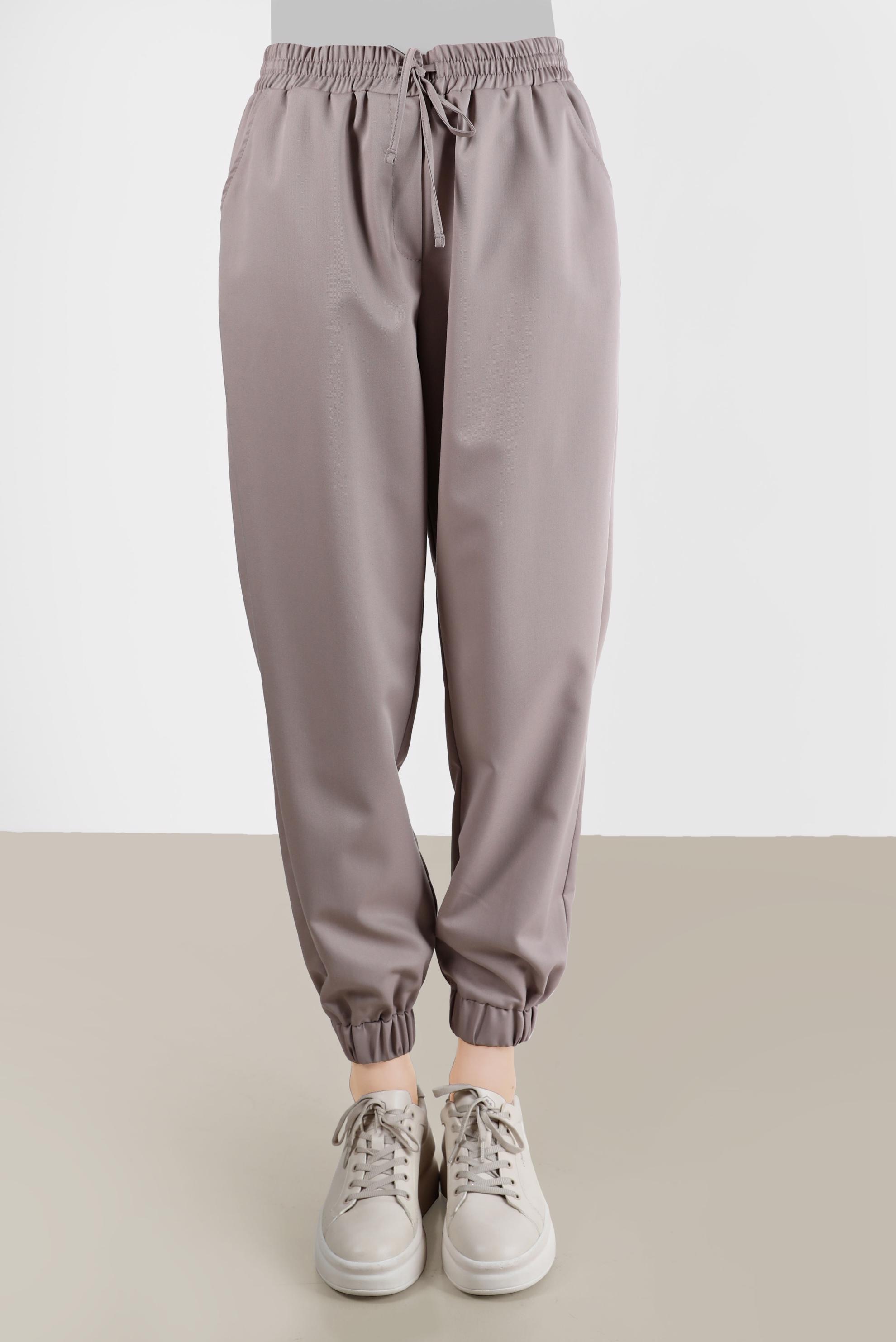 Tesettür giyim VİZON PAÇALARI VE BELİ LASTİKLİ PANTOLON 70251 