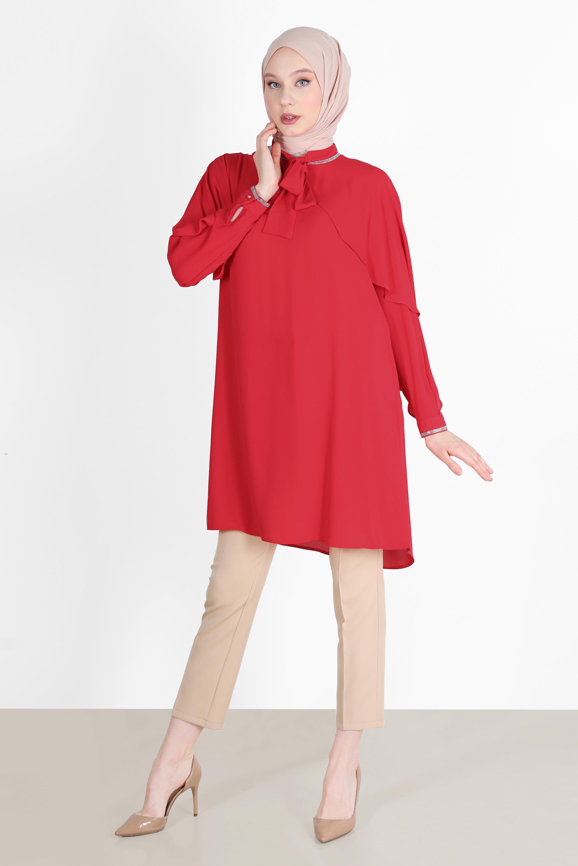 Tesettür giyim BEJ BORU PAÇA PANTOLON 70350 