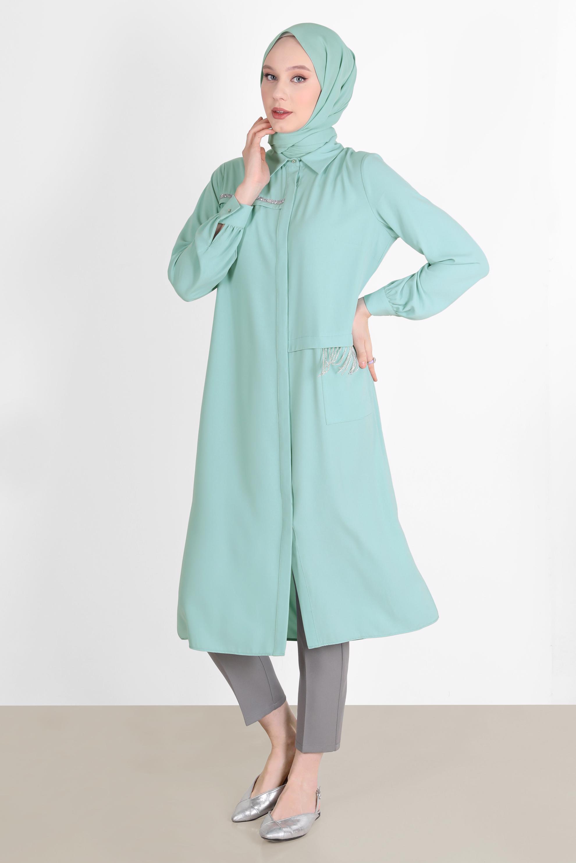 Tesettür giyim GRİ BORU PAÇA PANTOLON 70350 