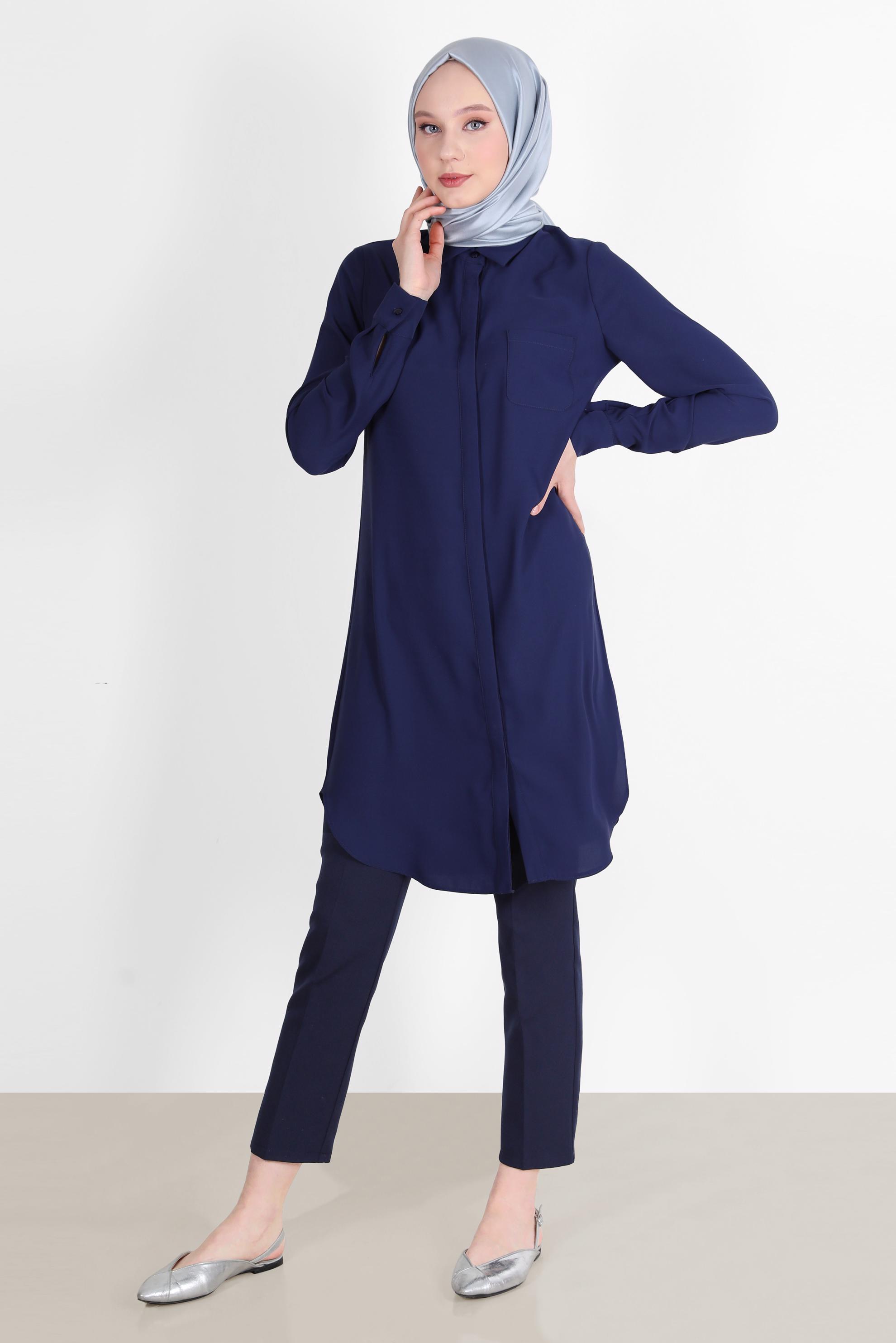 Tesettür giyim LACİVERT BORU PAÇA PANTOLON 70350 