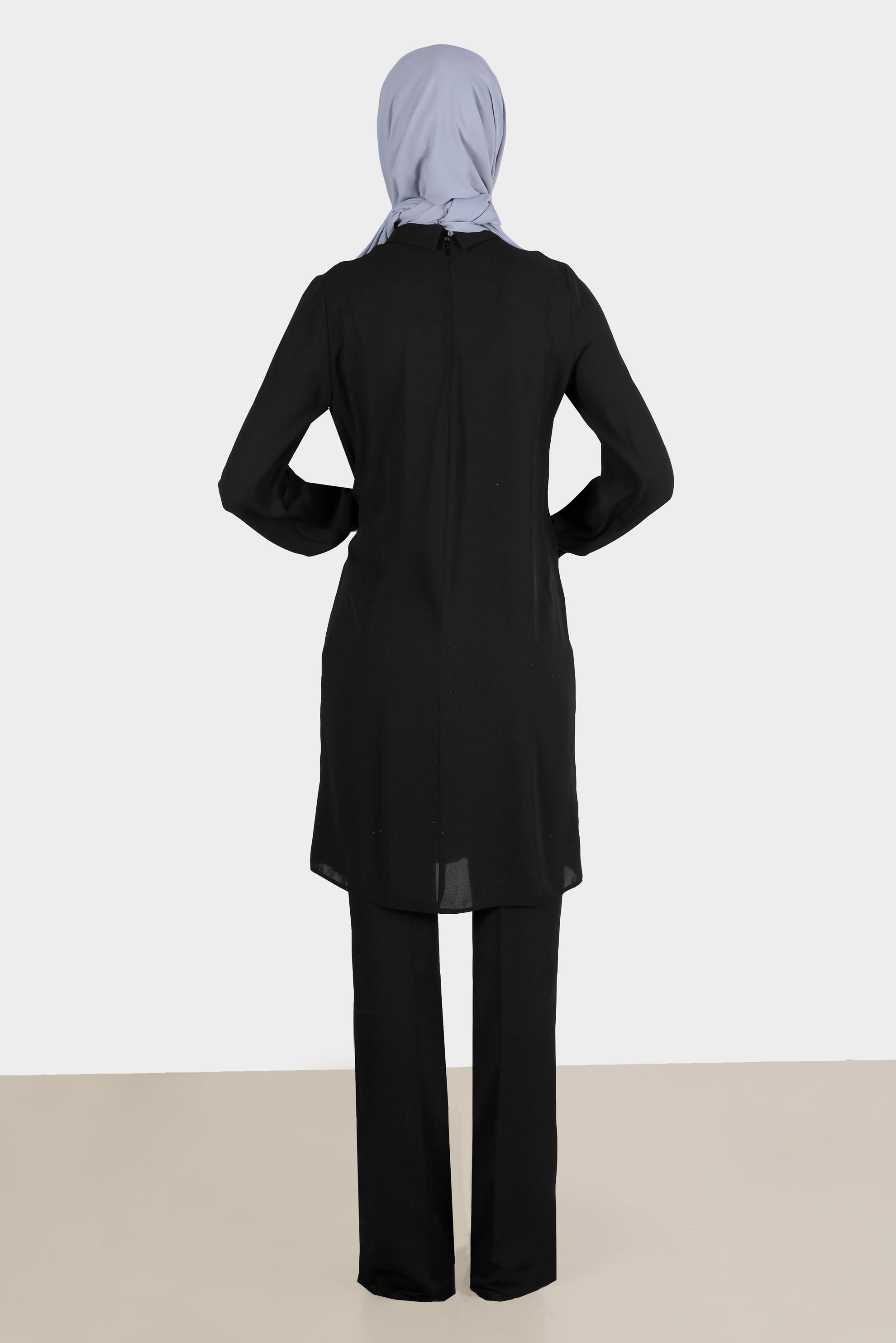 Tesettür giyim SİYAH İSPANYOL PAÇA PANTOLON 70353 