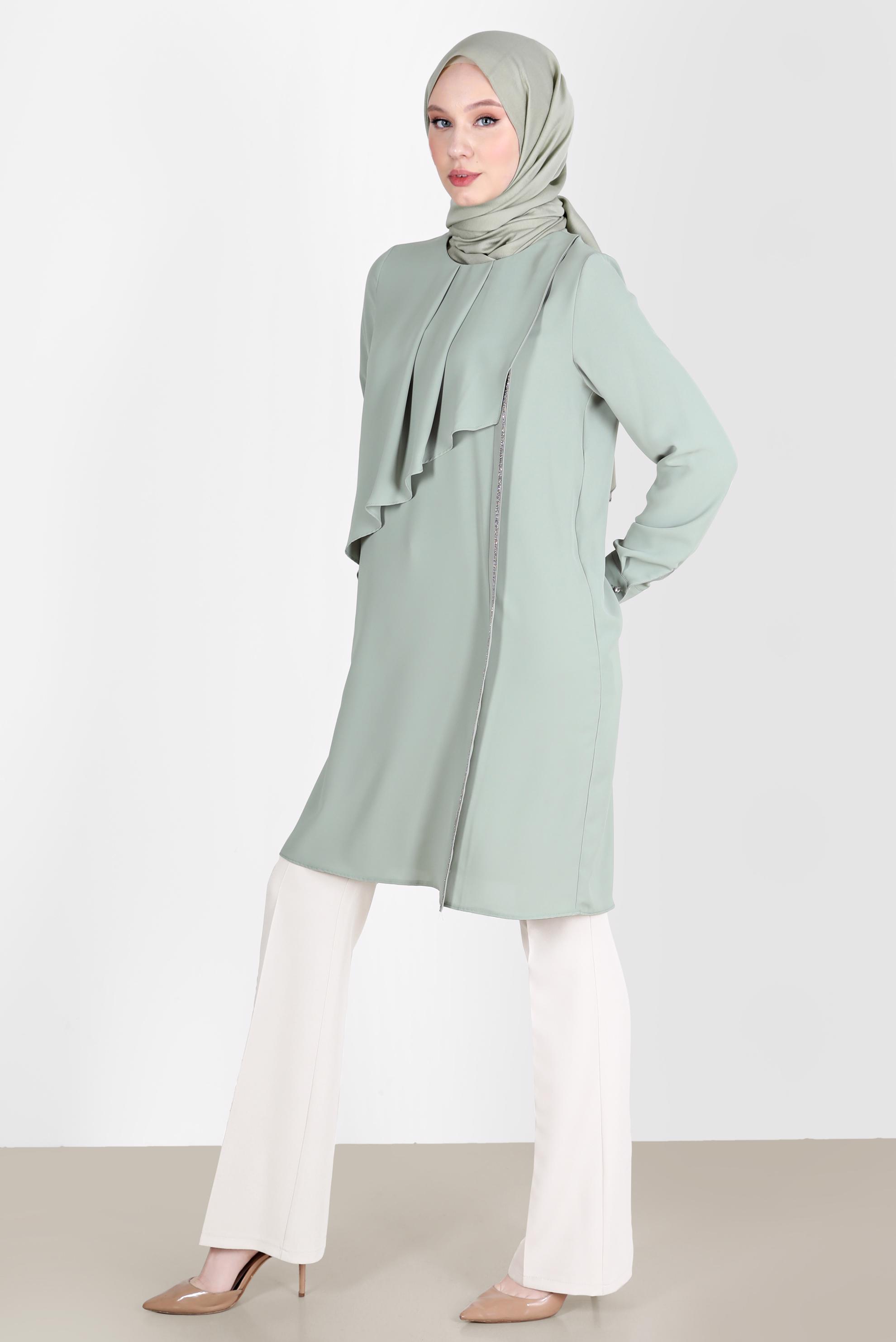 Tesettür giyim BEYAZ İSPANYOL PAÇA PANTOLON 70353 