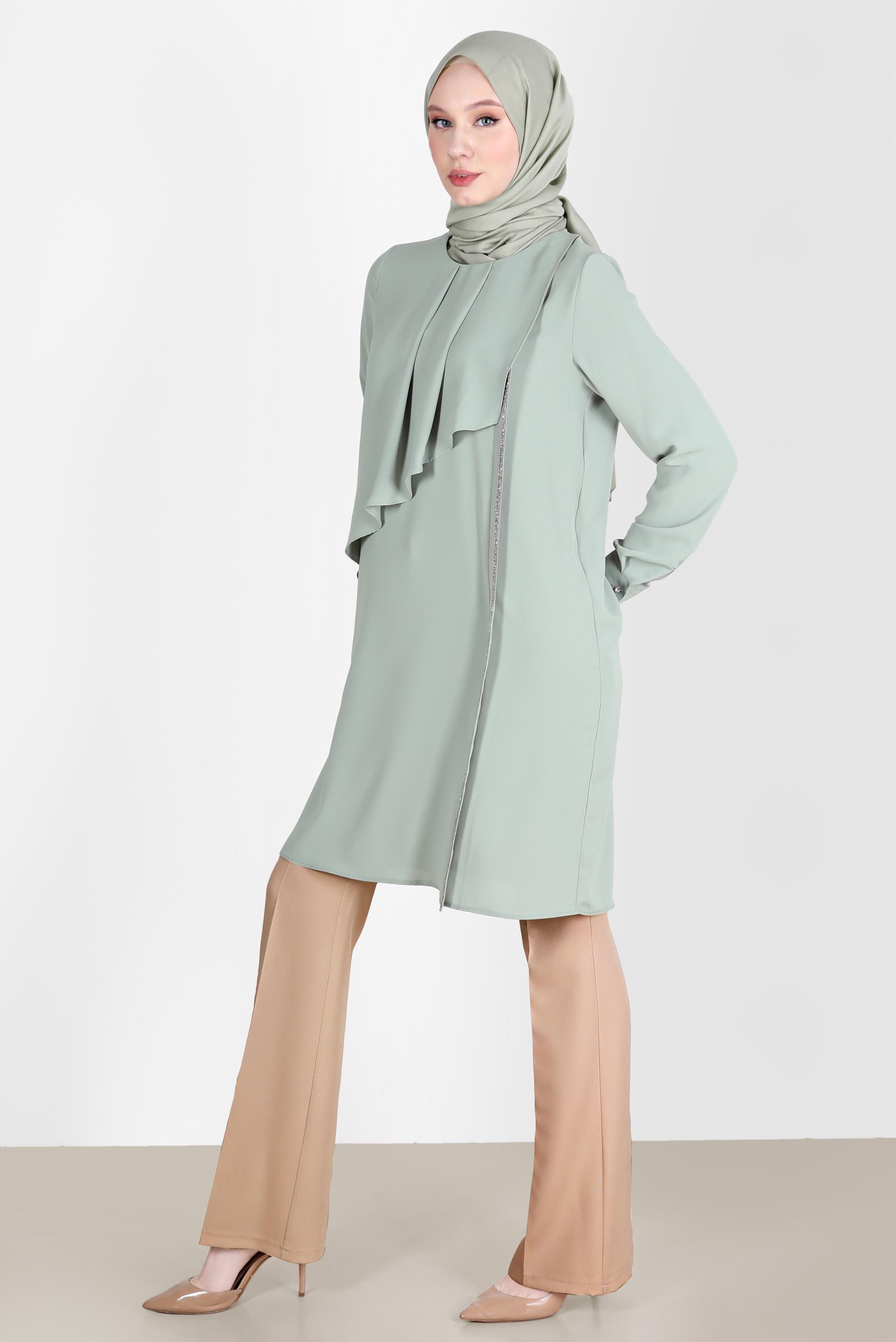 Tesettür giyim BEJ İSPANYOL PAÇA PANTOLON 70353 