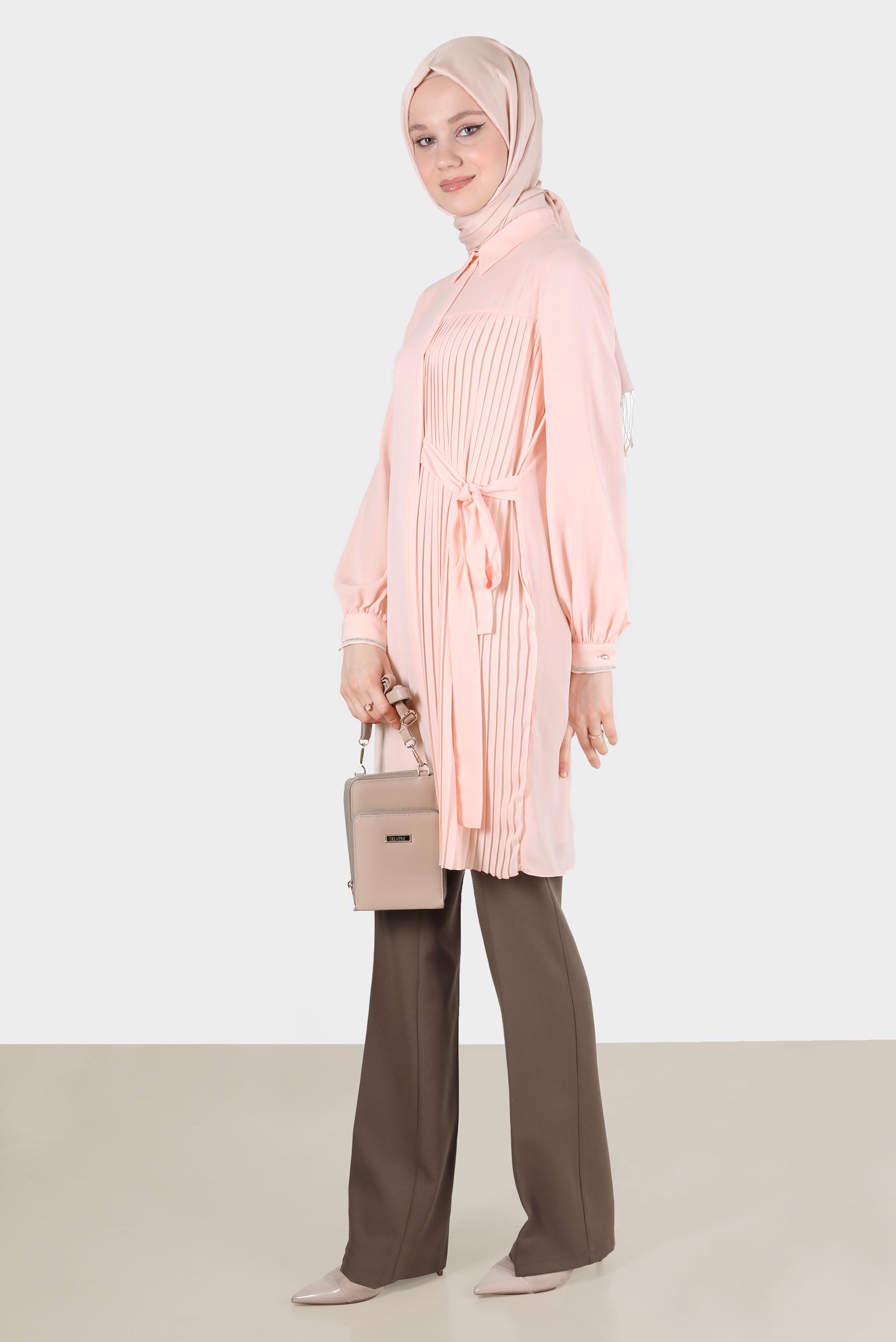 Tesettür giyim VİZON İSPANYOL PAÇA PANTOLON 70353 