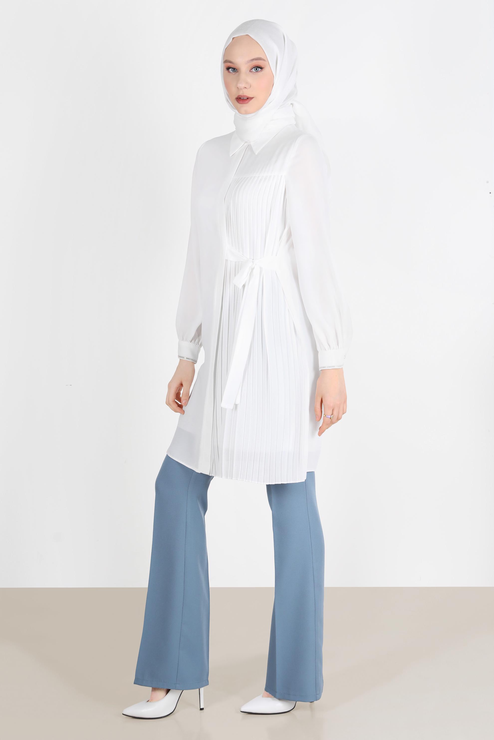 Tesettür giyim MAVİ İSPANYOL PAÇA PANTOLON 70353 