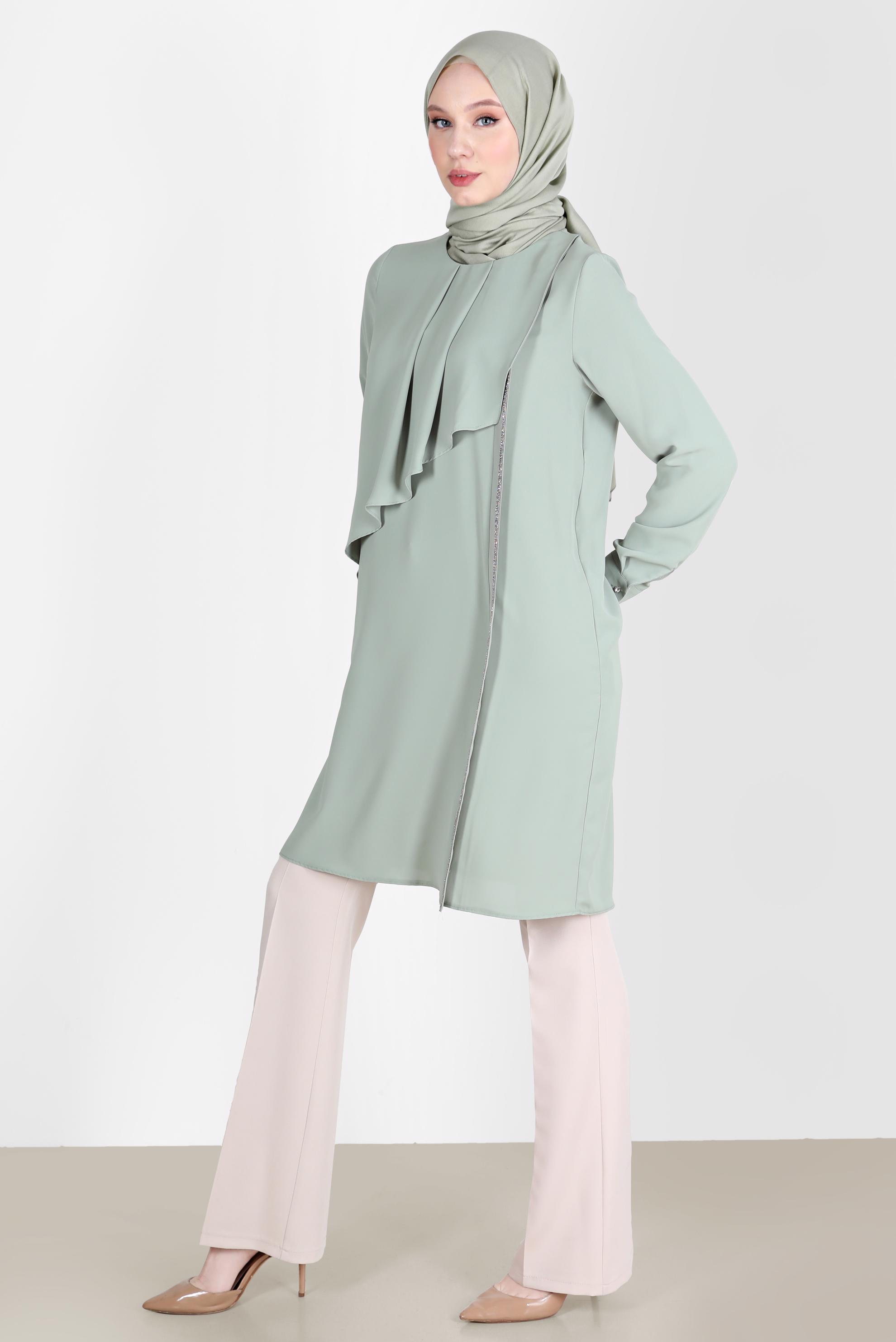 Tesettür giyim EKRU İSPANYOL PAÇA PANTOLON 70353 