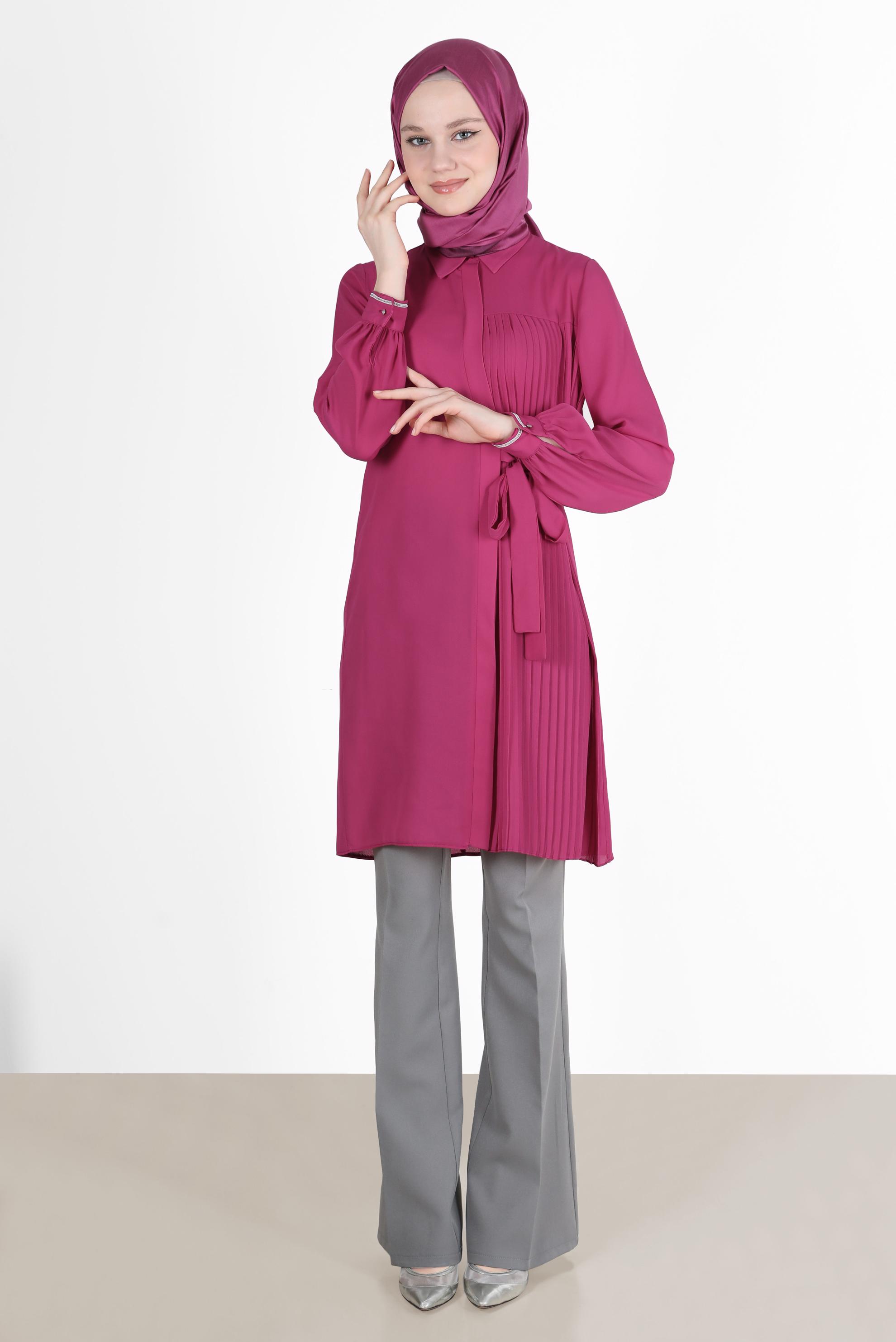 Tesettür giyim GRİ İSPANYOL PAÇA PANTOLON 70354