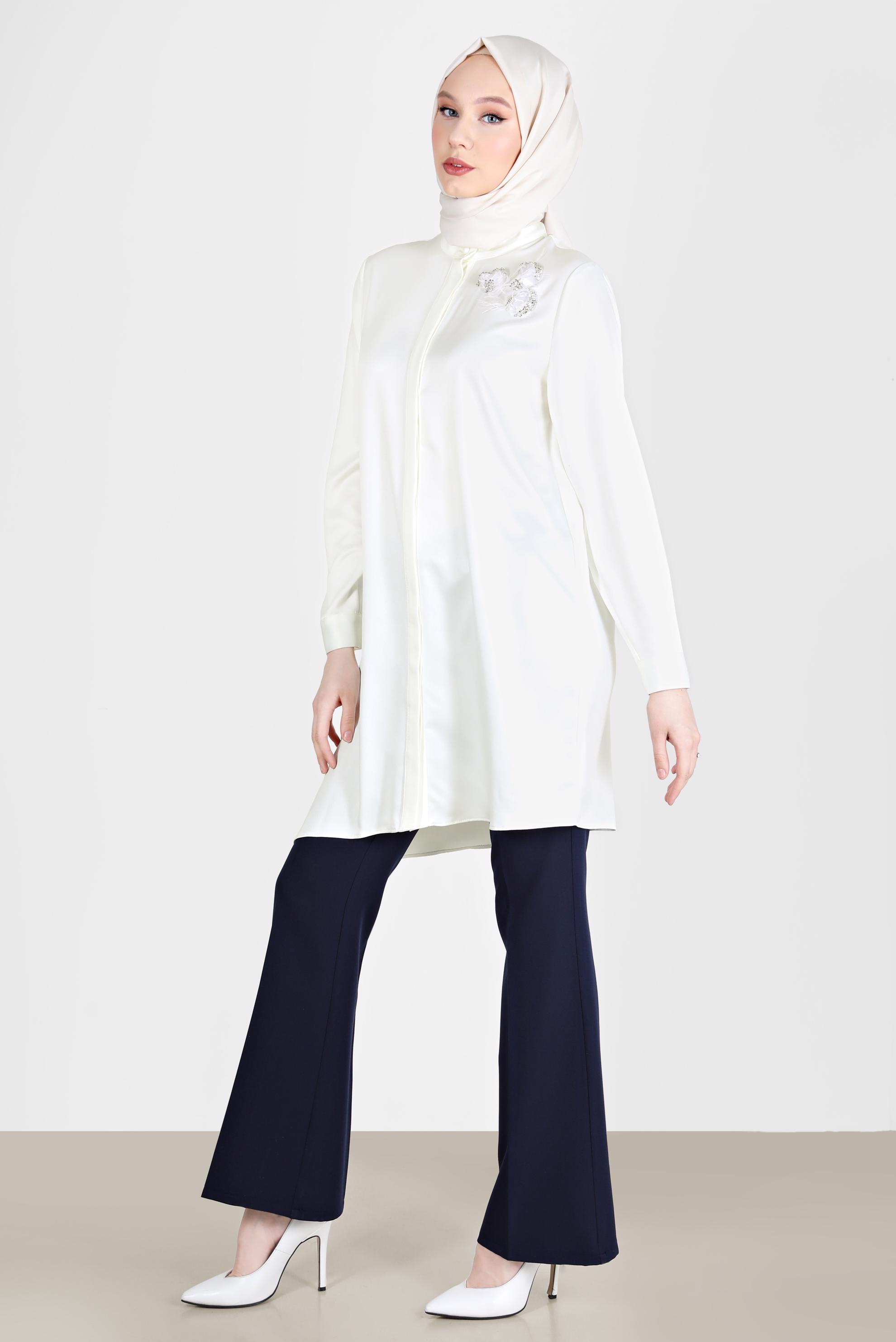 Tesettür giyim LACİVERT İSPANYOL PAÇA PANTOLON 70354