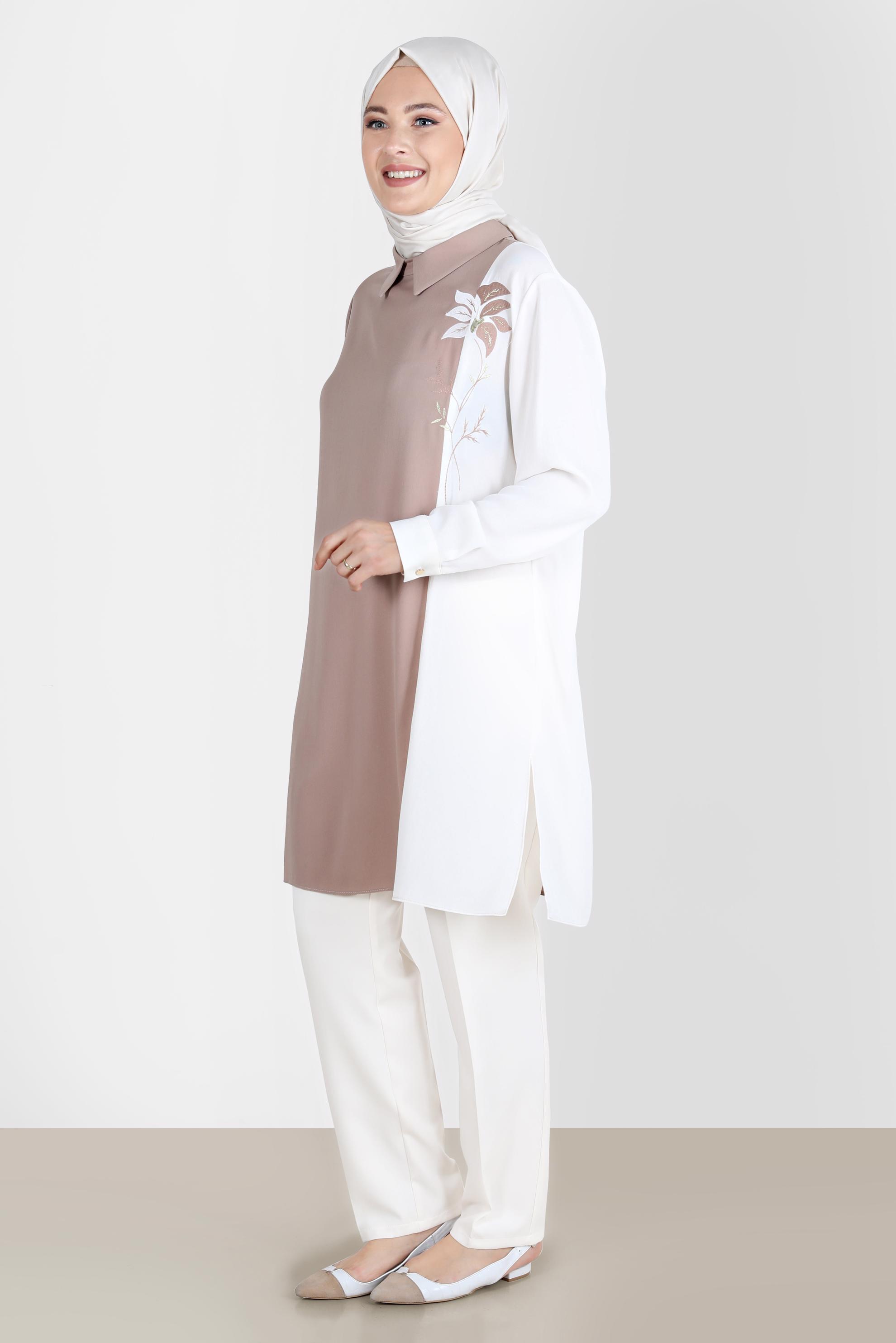 Tesettür giyim BEYAZ KLASİK KREP PANTOLON 70355 