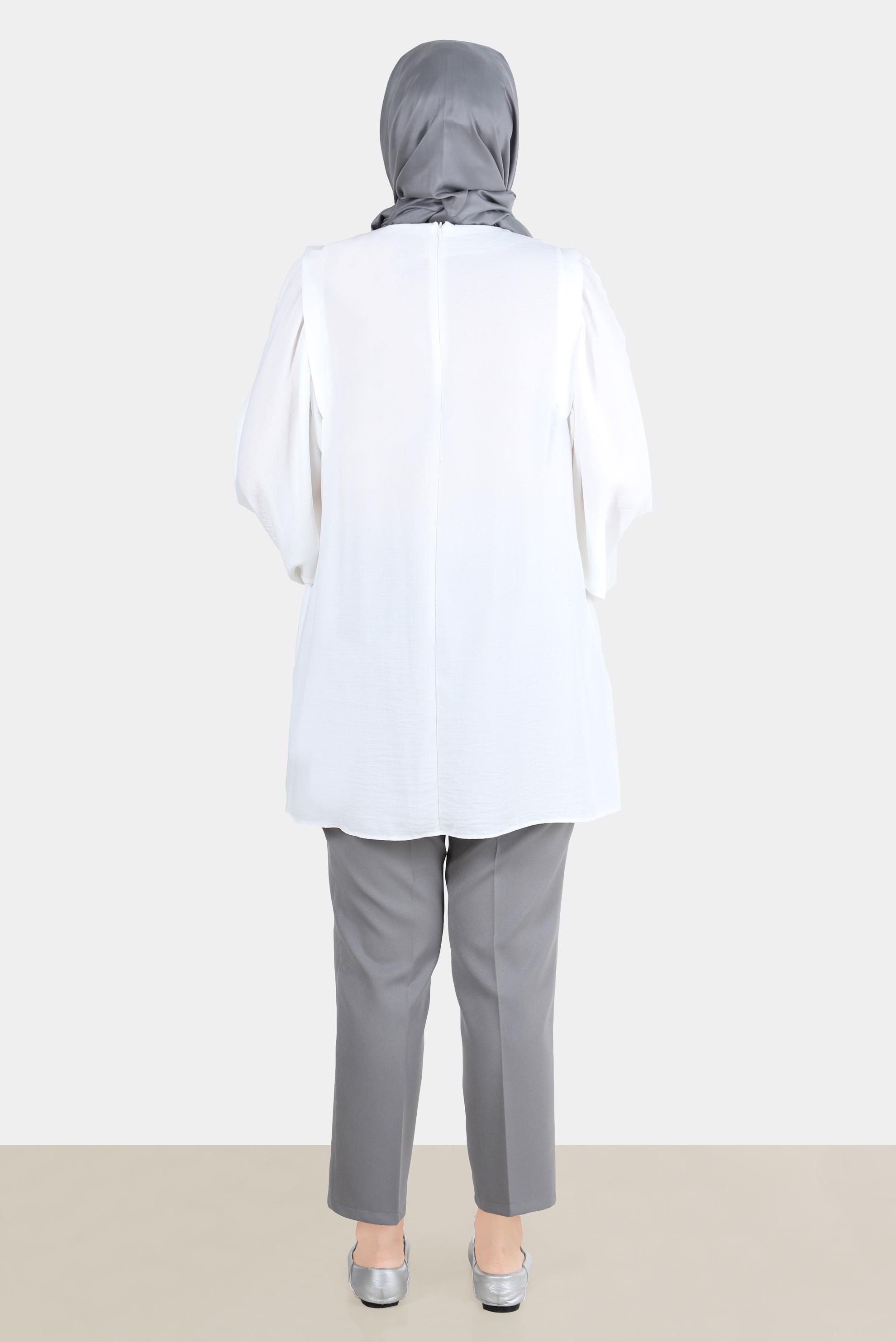 Tesettür giyim GRİ KLASİK KREP PANTOLON 70355 