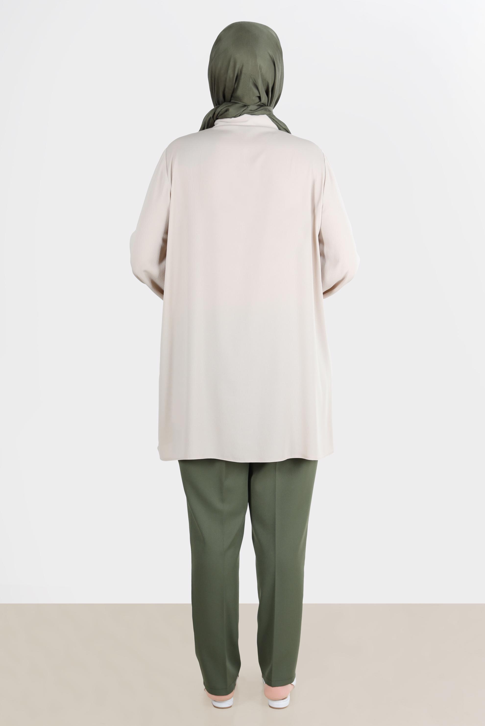 Tesettür giyim HAKİ KLASİK KREP PANTOLON 70355 