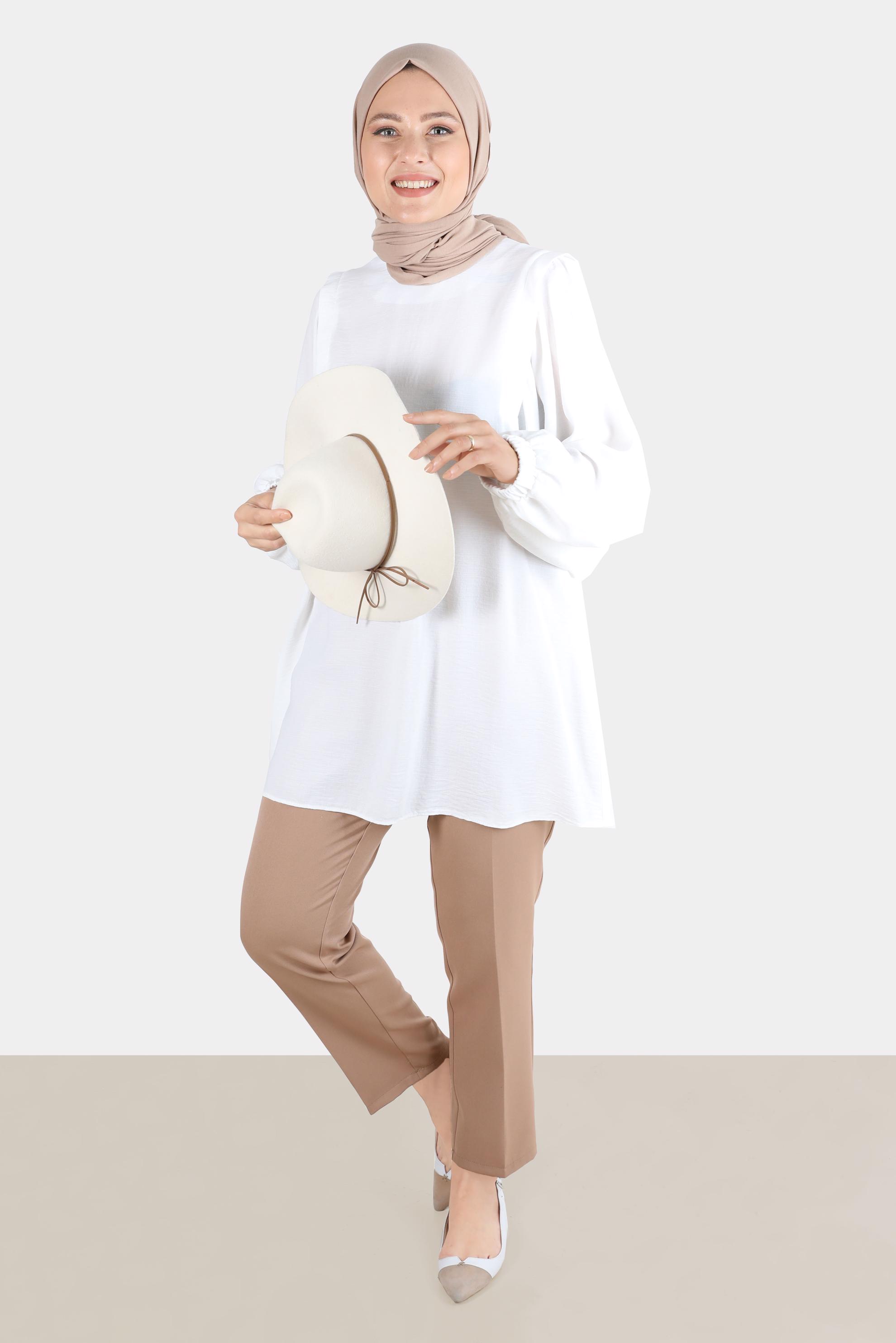 Tesettür giyim KAHVE KLASİK KREP PANTOLON 70355 
