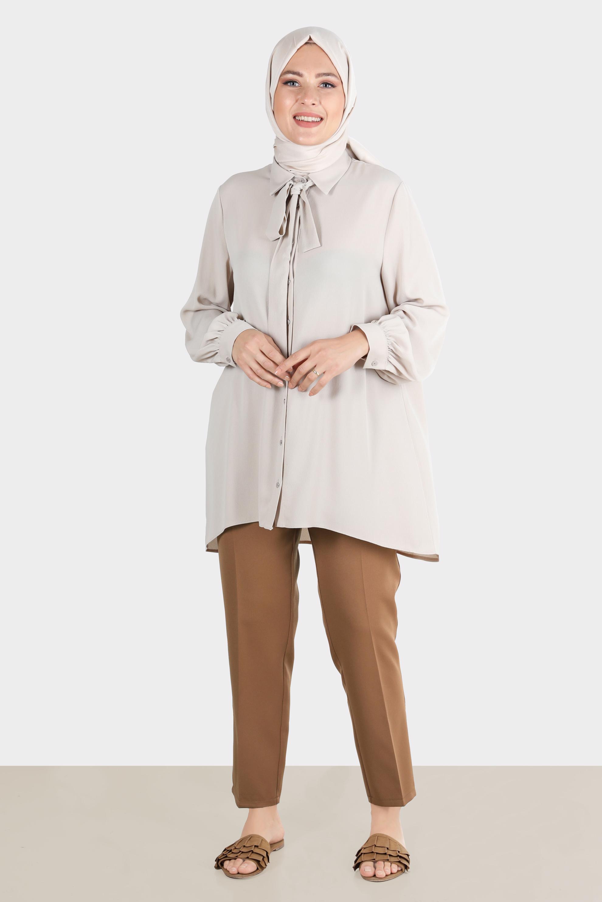 Tesettür giyim KAHVE KLASİK KREP PANTOLON 70355 
