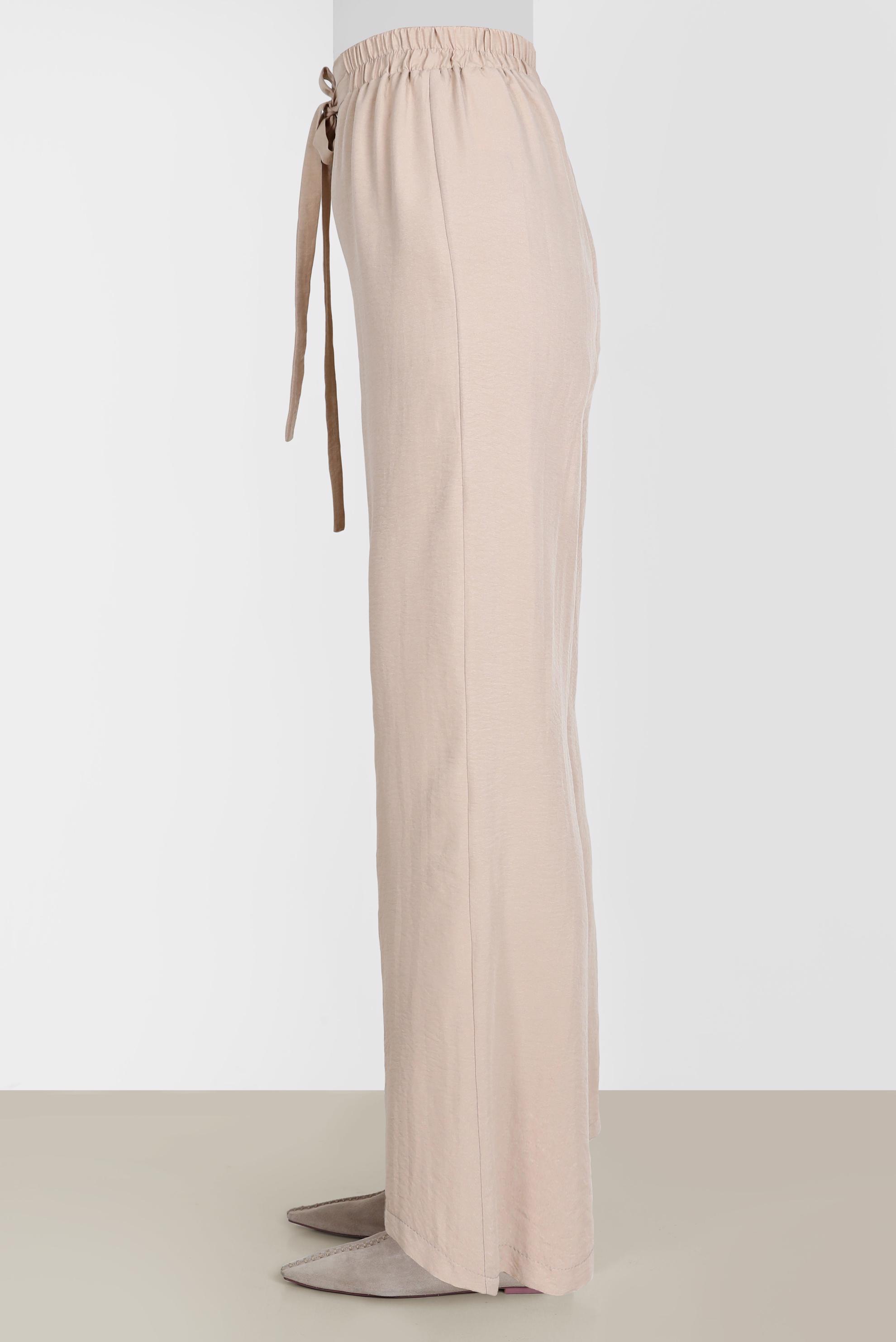 Tesettür giyim BEJ BELİ LASTİKLİ PANTOLON 70356 