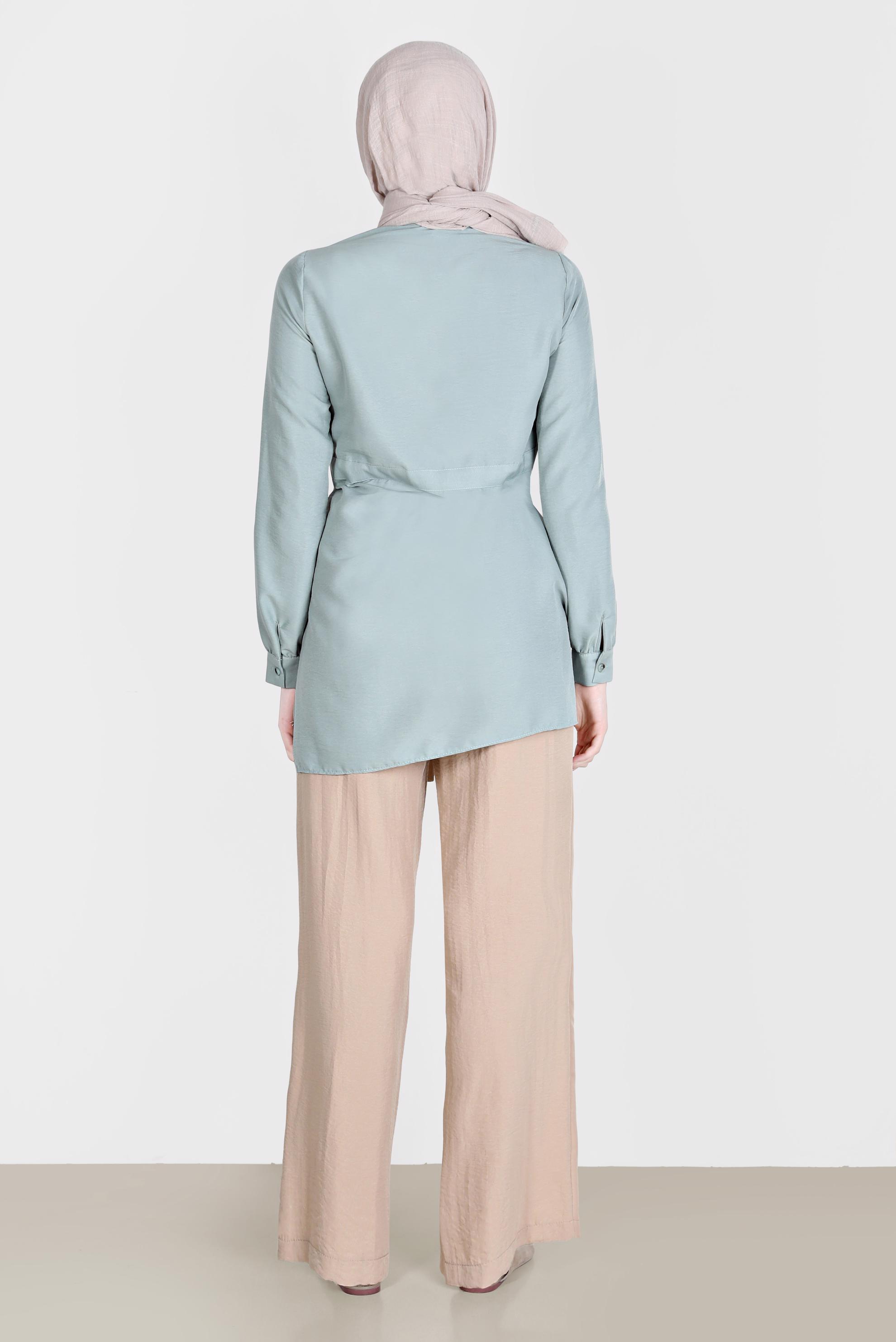 Tesettür giyim BEJ BELİ LASTİKLİ PANTOLON 70356 